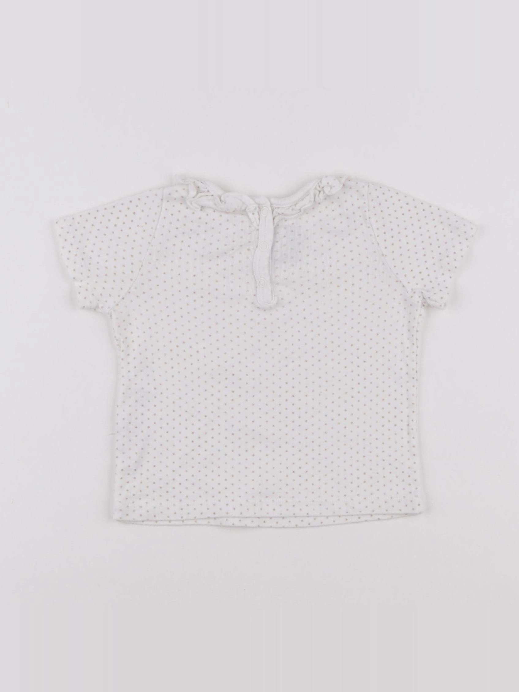 Petit Bateau - tee-shirt blanc, or - 12 mois