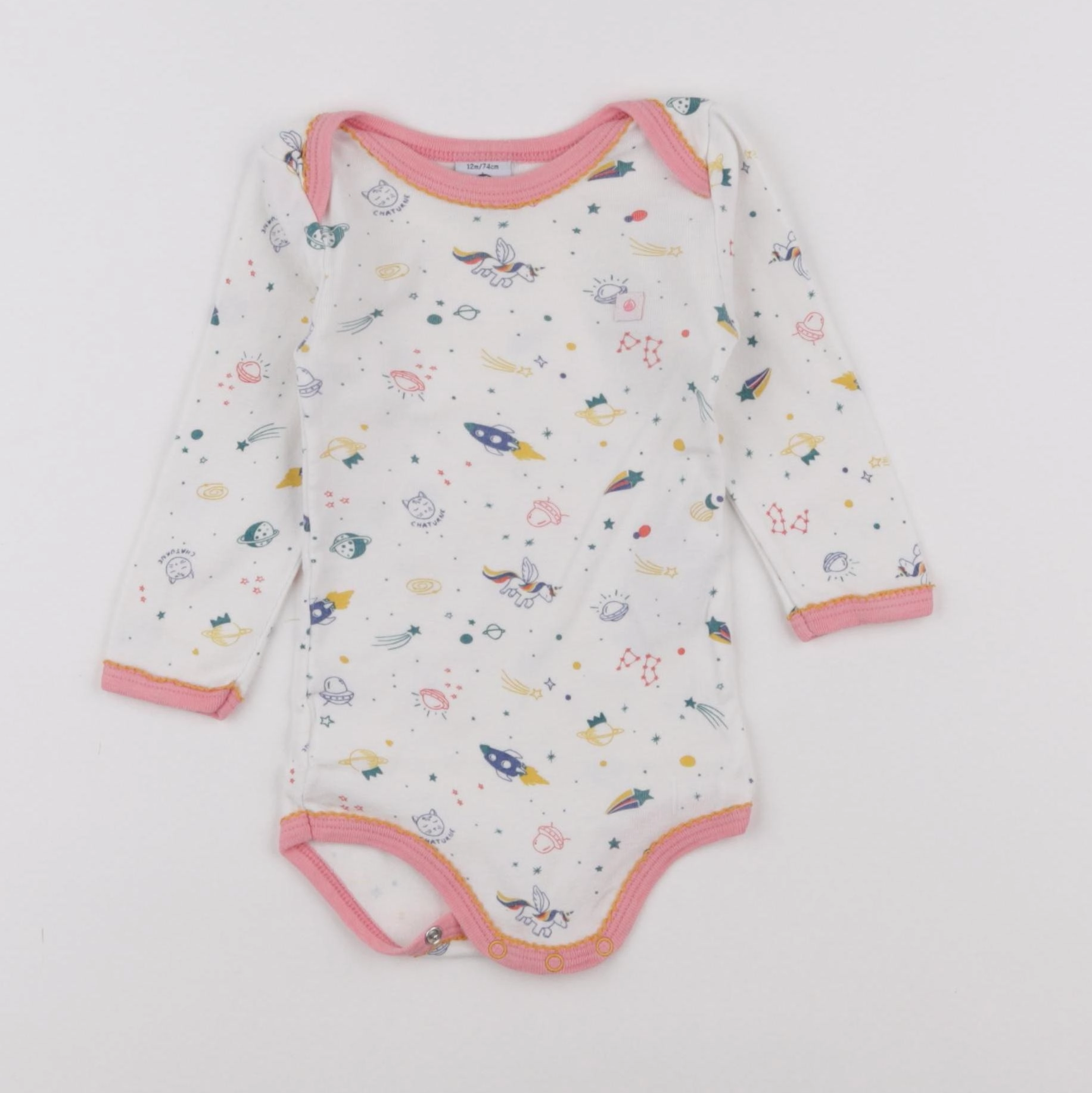 Petit Bateau - body rose, blanc - 12 mois