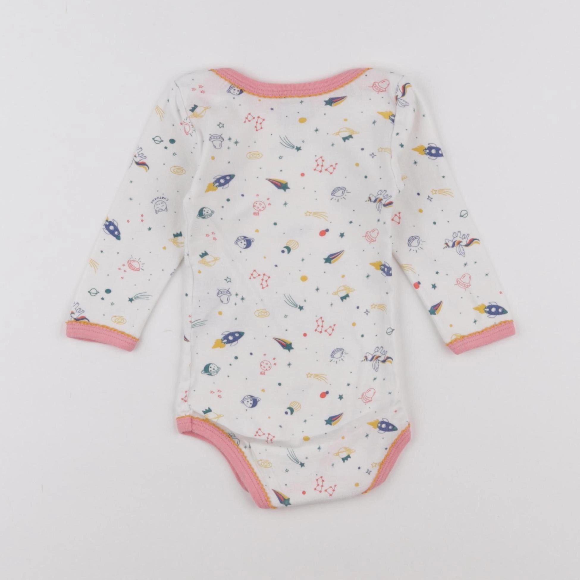 Petit Bateau - body rose, blanc - 12 mois