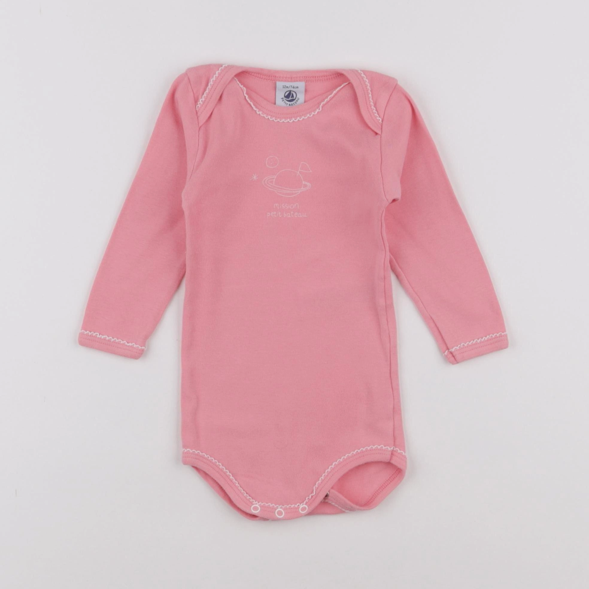 Petit Bateau - body rose - 12 mois