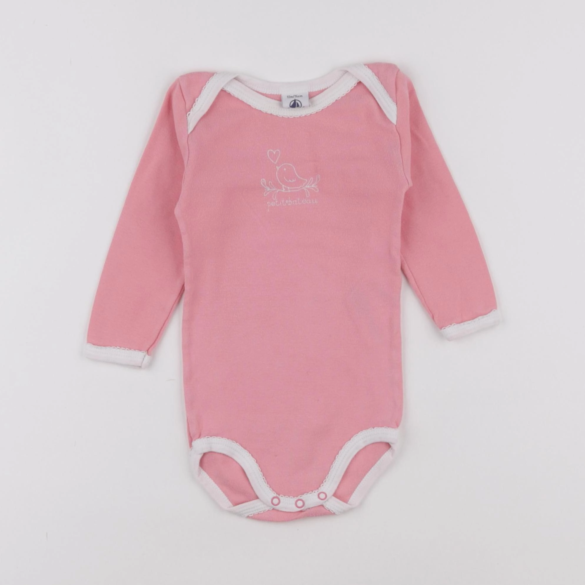 Petit Bateau - body rose - 12 mois