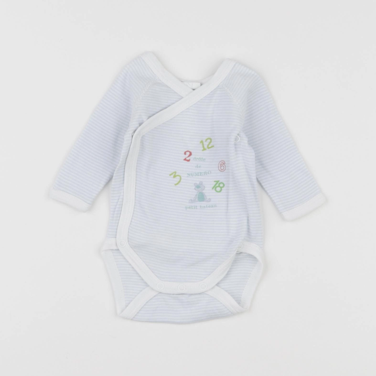 Petit Bateau - body bleu - 0 mois