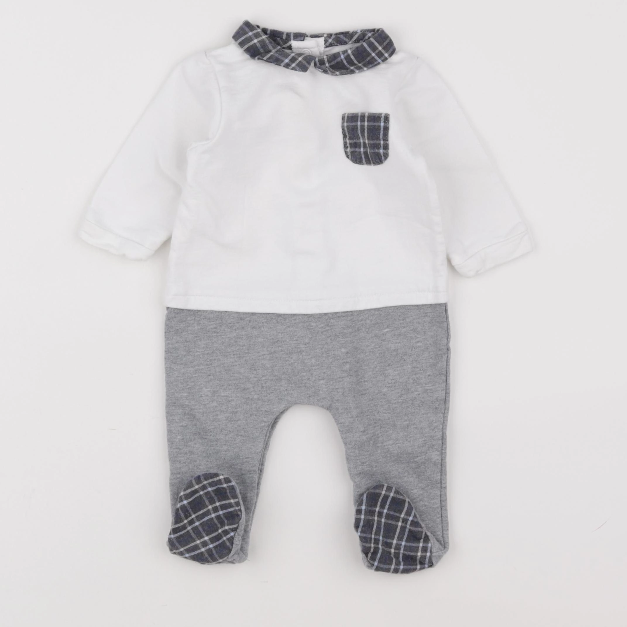 Jacadi - pyjama coton blanc, gris - 6 mois