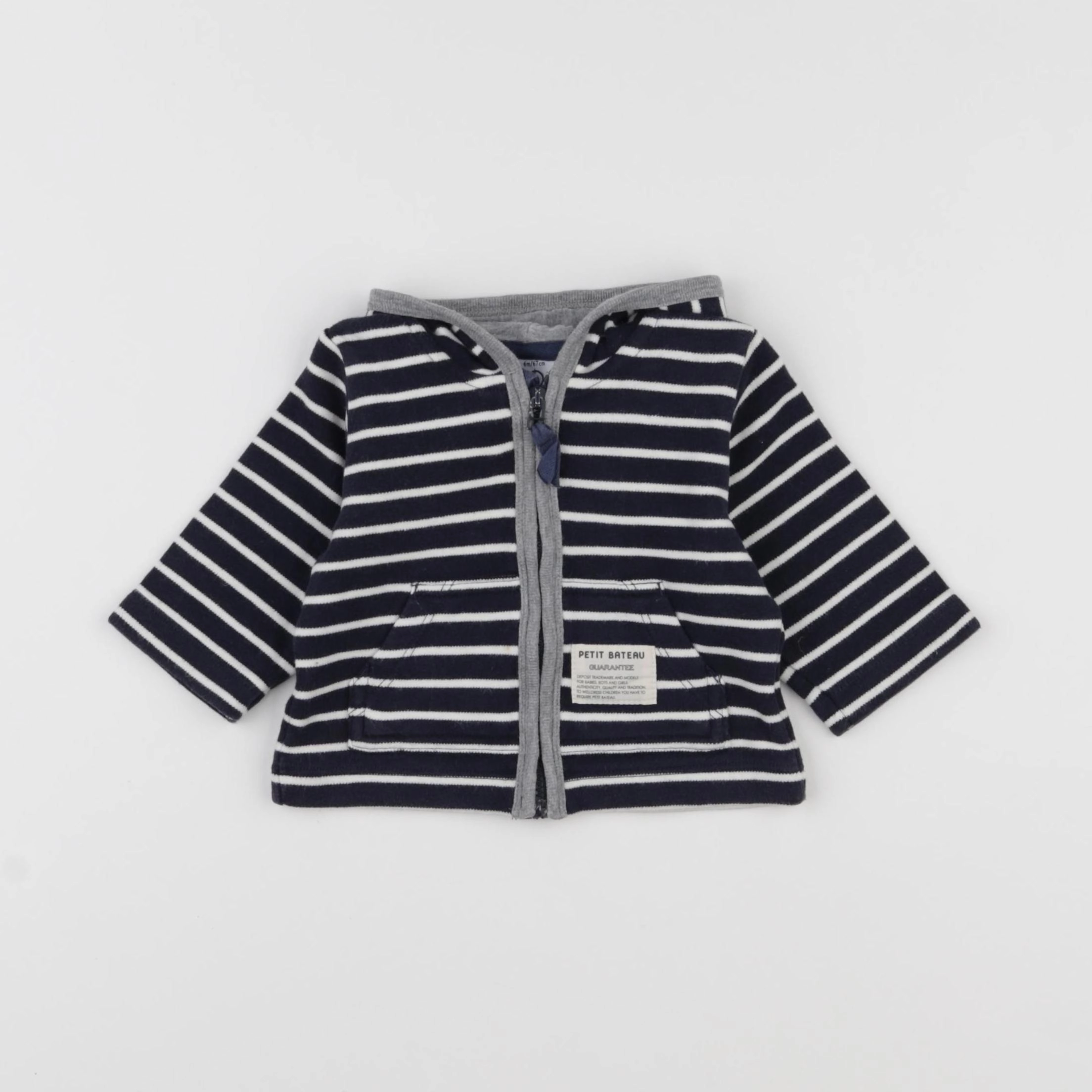 Petit Bateau - sweat bleu - 6 mois