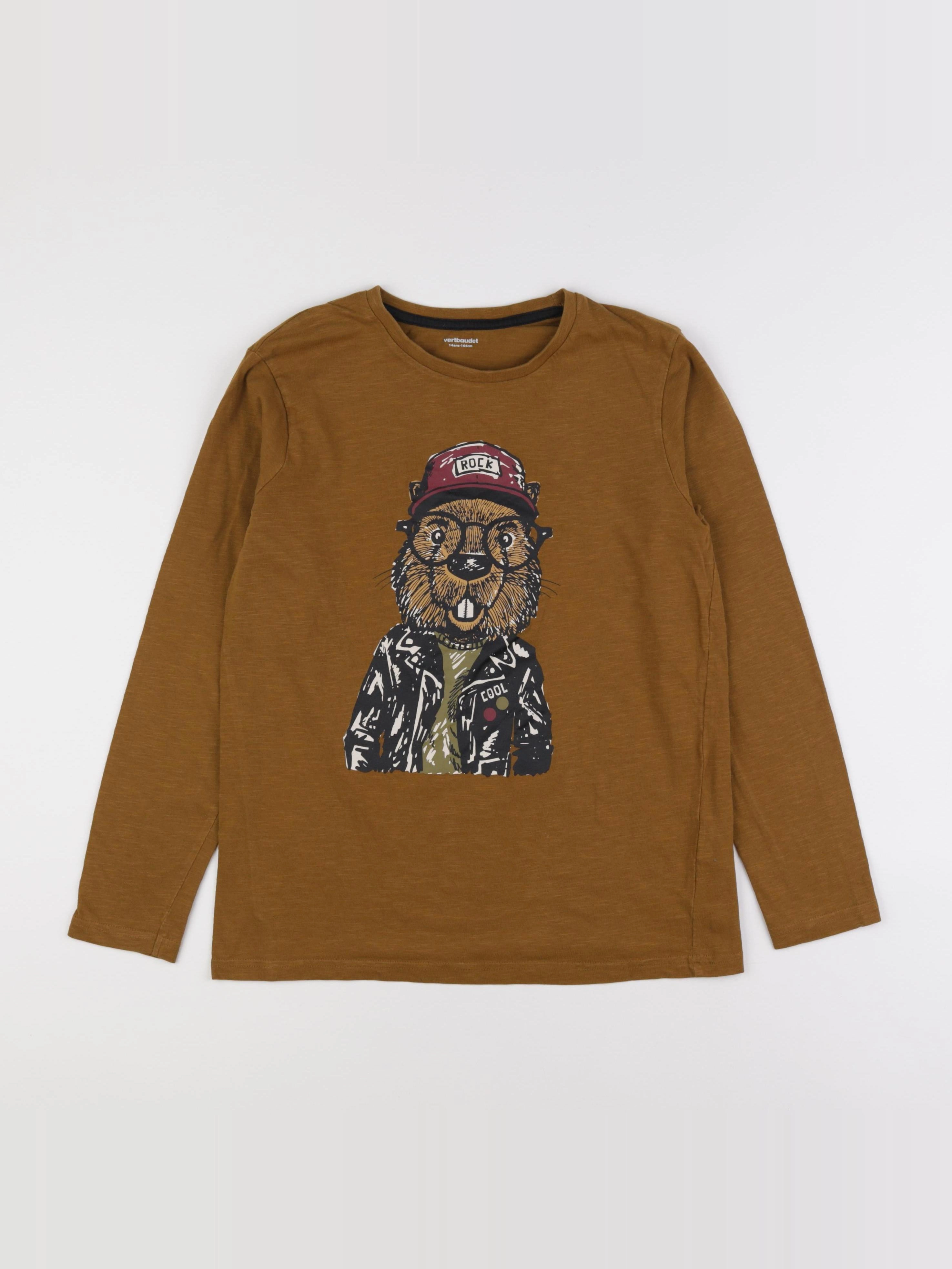 Vertbaudet - tee-shirt marron - 14 ans