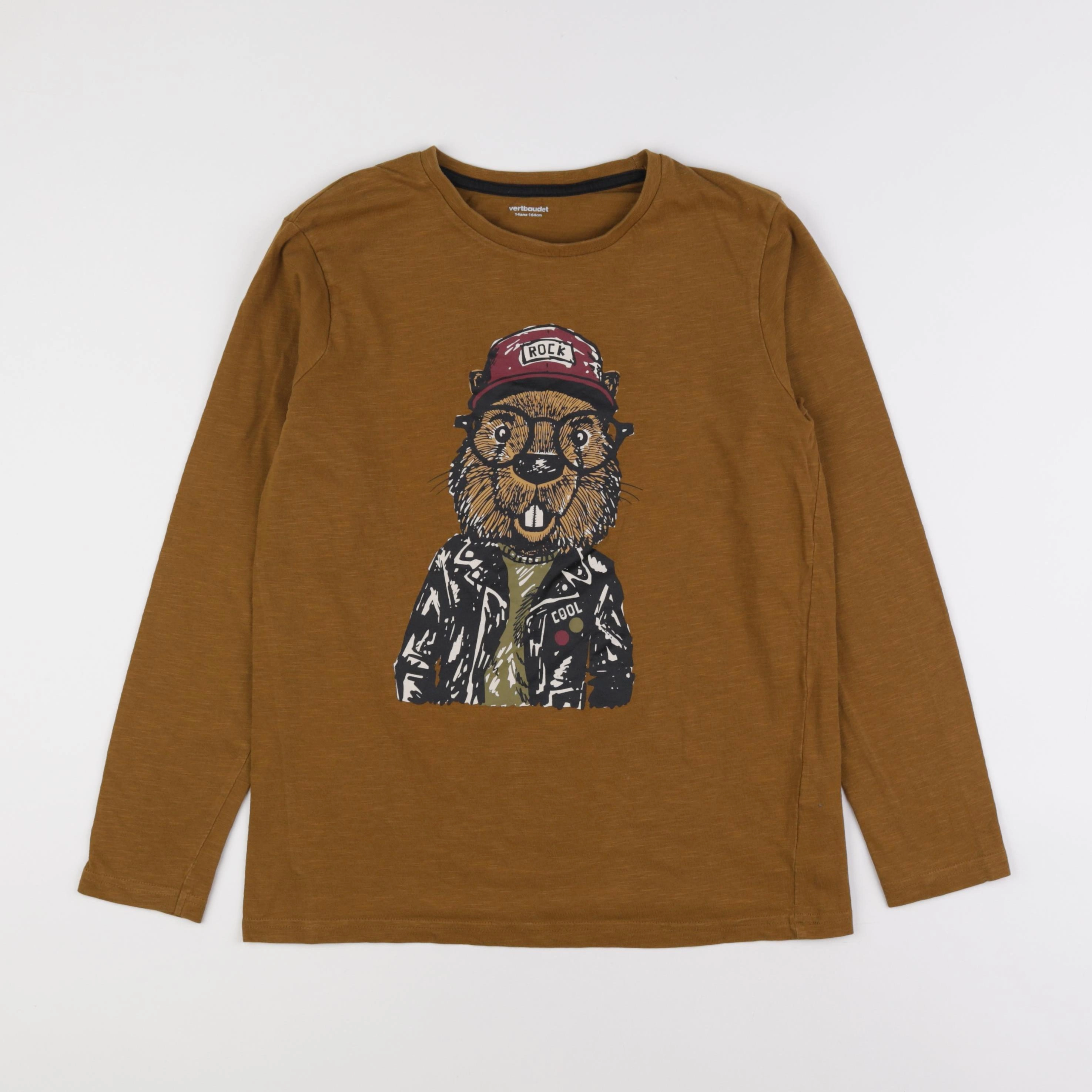 Vertbaudet - tee-shirt marron - 14 ans