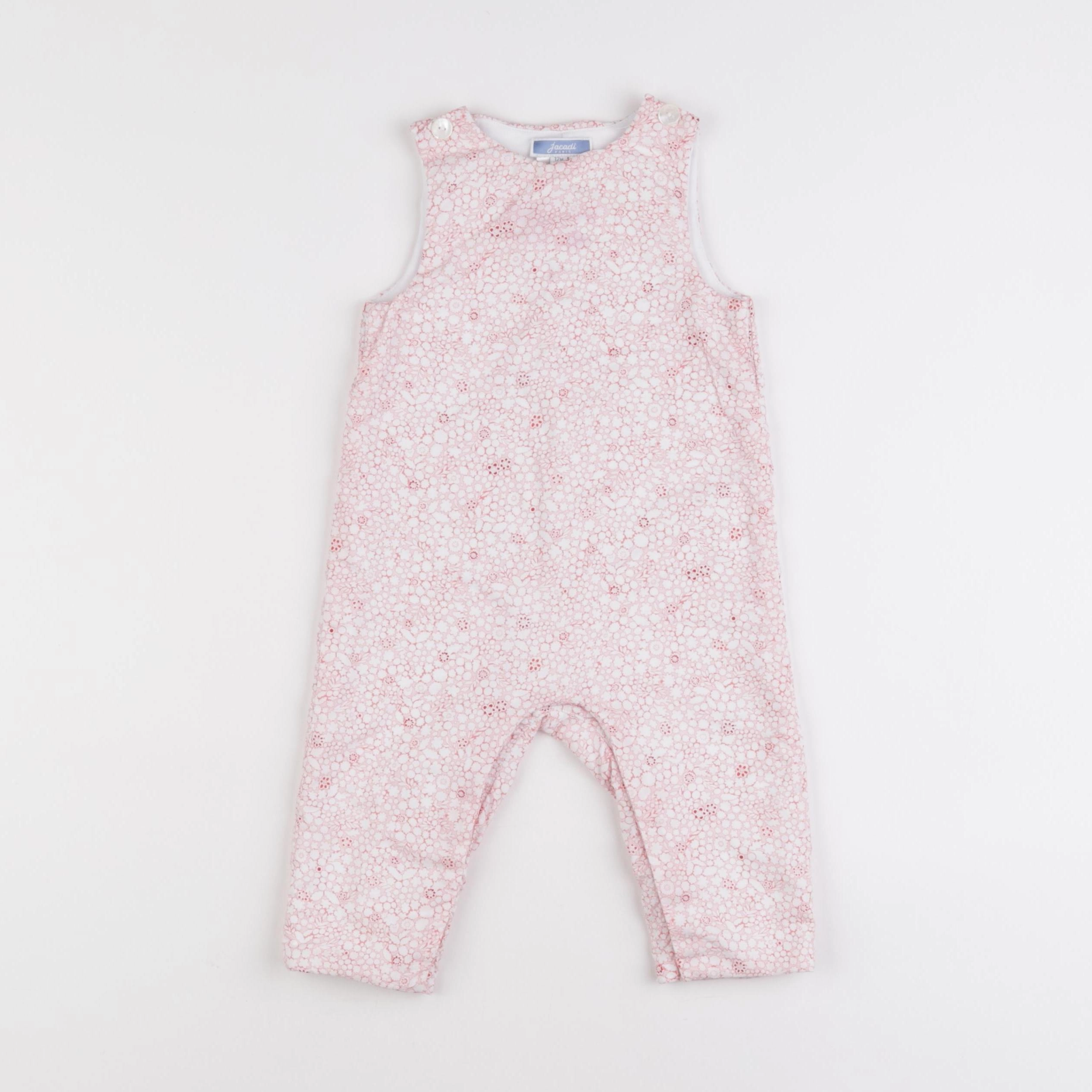 Jacadi - combinaison liberty blanc, rose - 12 mois