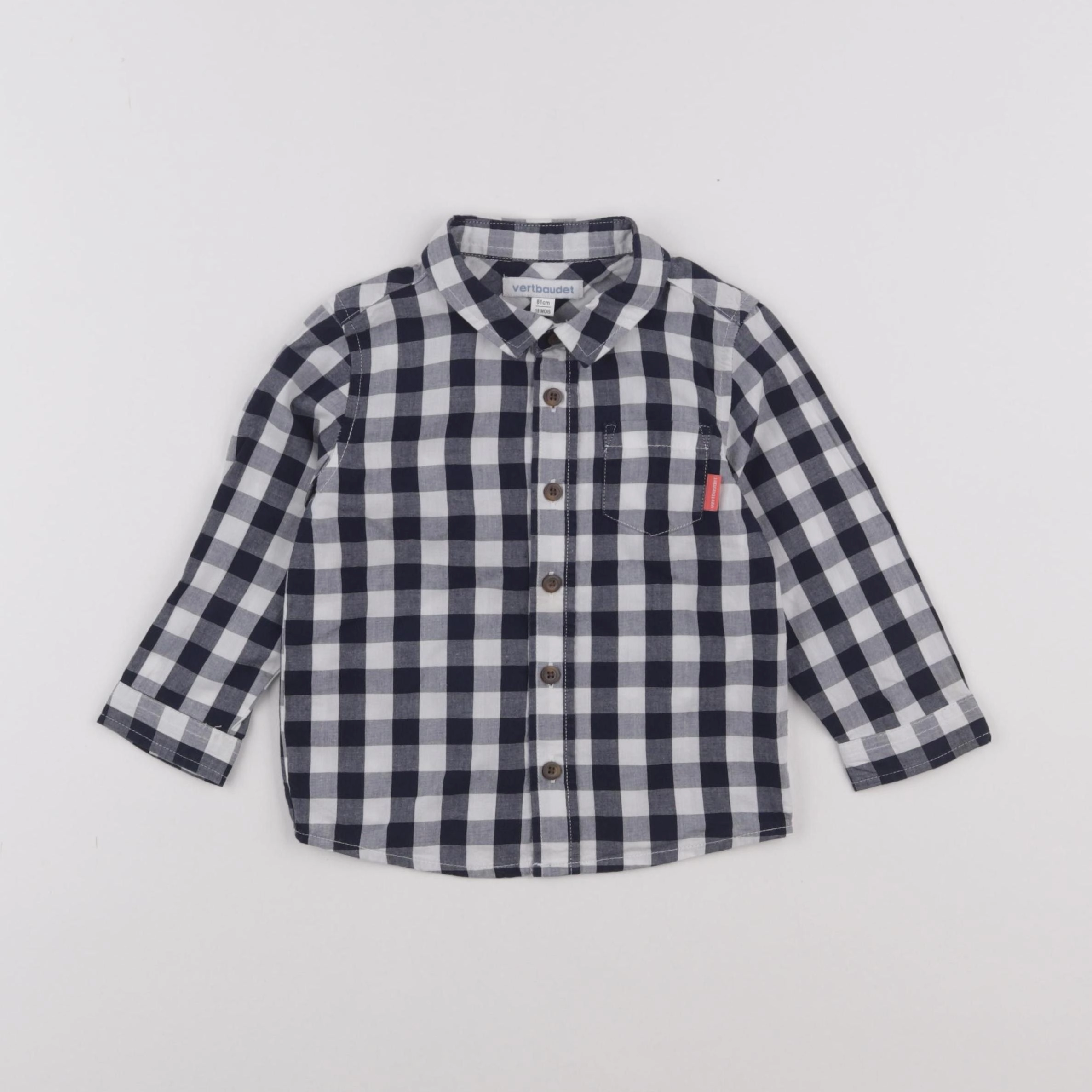 Vertbaudet - chemise blanc, bleu - 18 mois