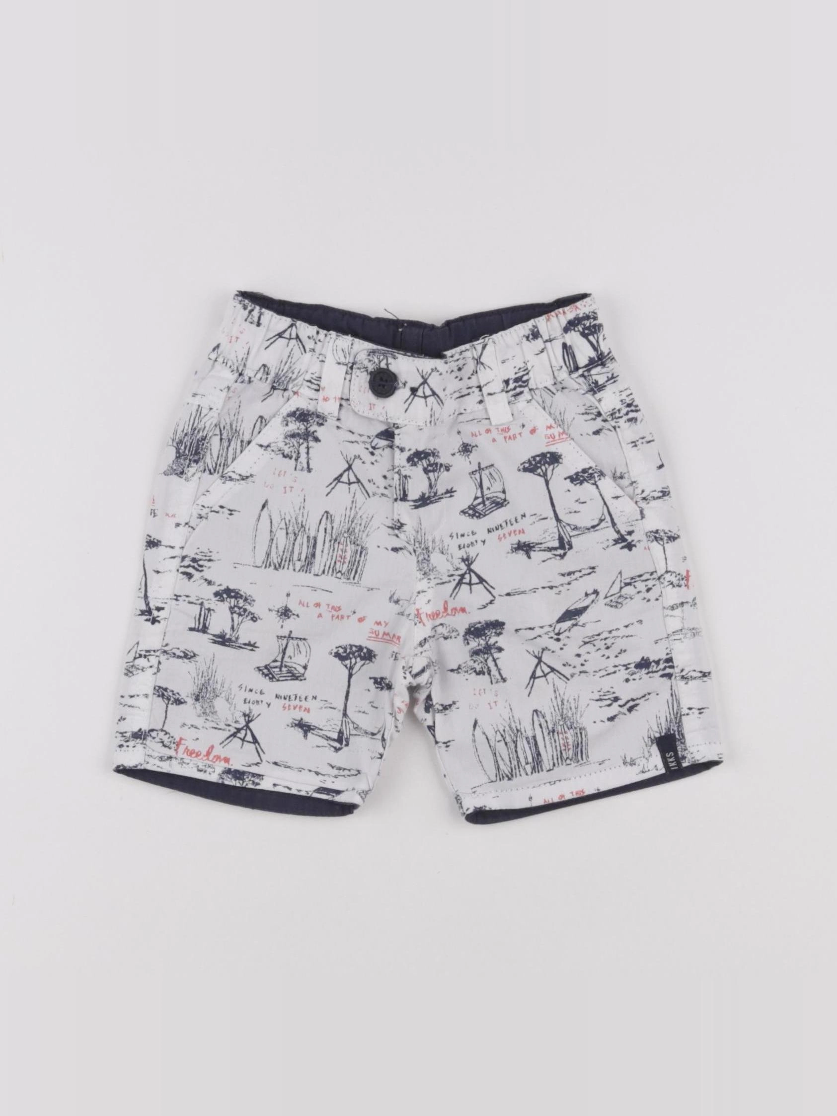 IKKS - short réversible blanc, bleu - 12 mois
