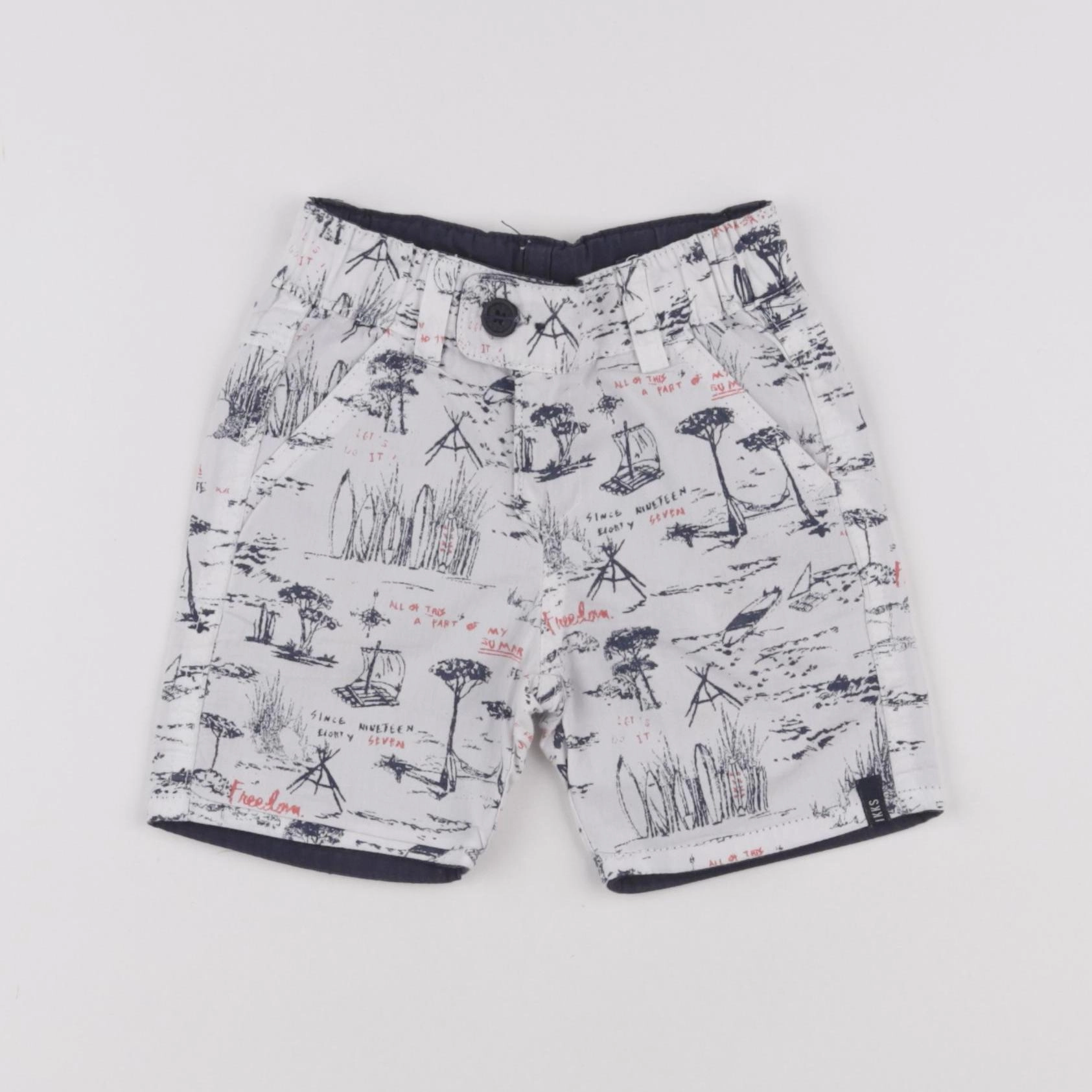 IKKS - short réversible blanc, bleu - 12 mois