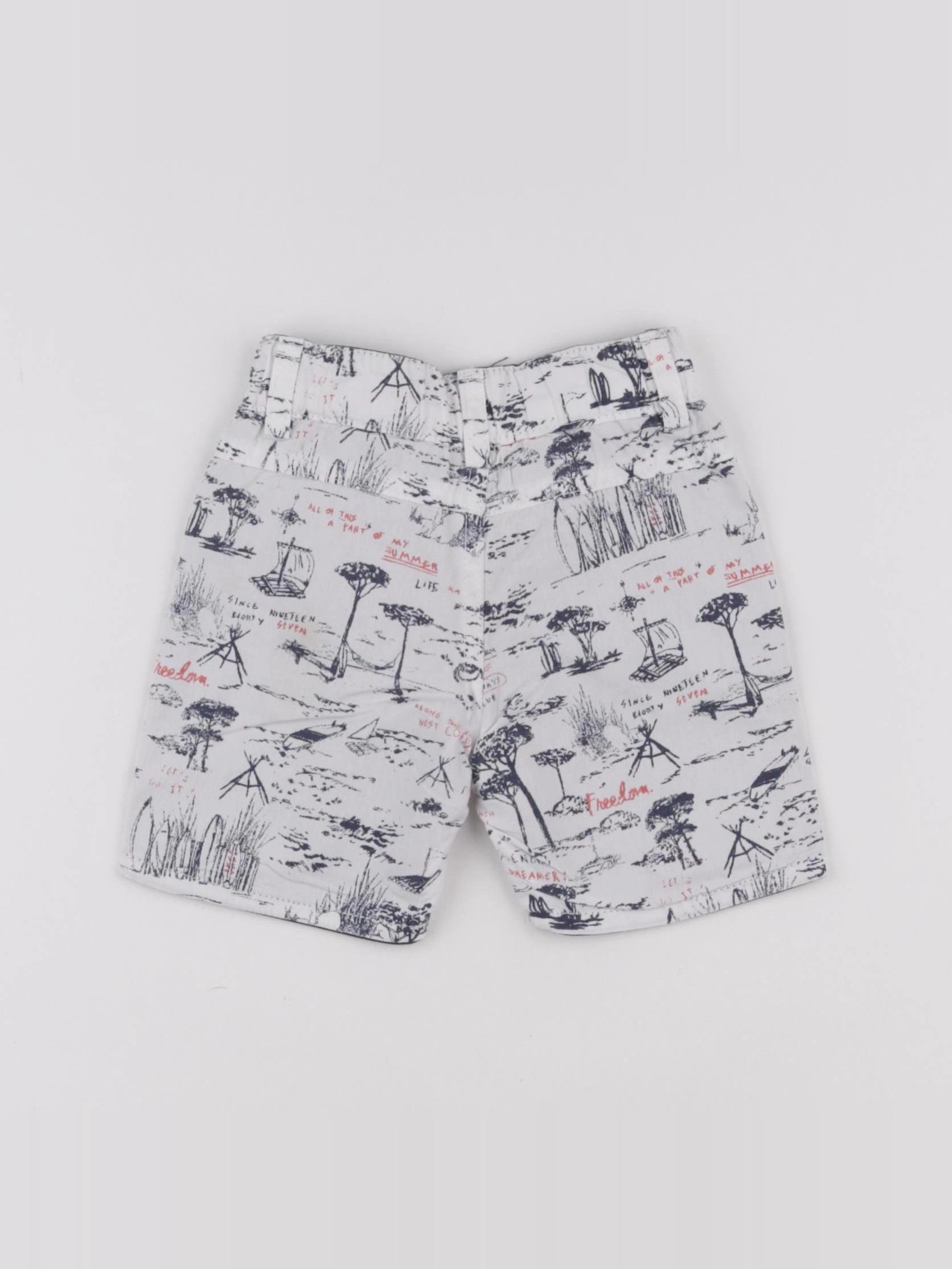 IKKS - short réversible blanc, bleu - 12 mois
