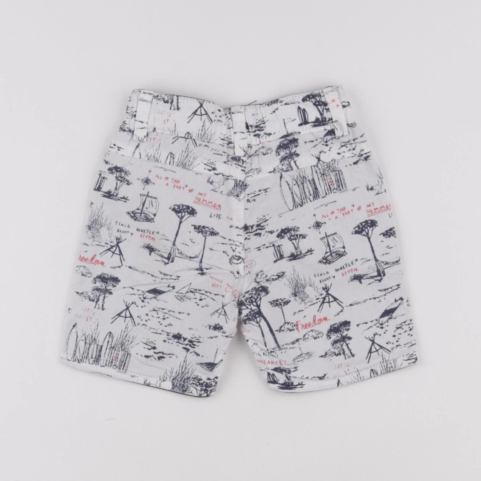IKKS - short réversible blanc, bleu - 12 mois