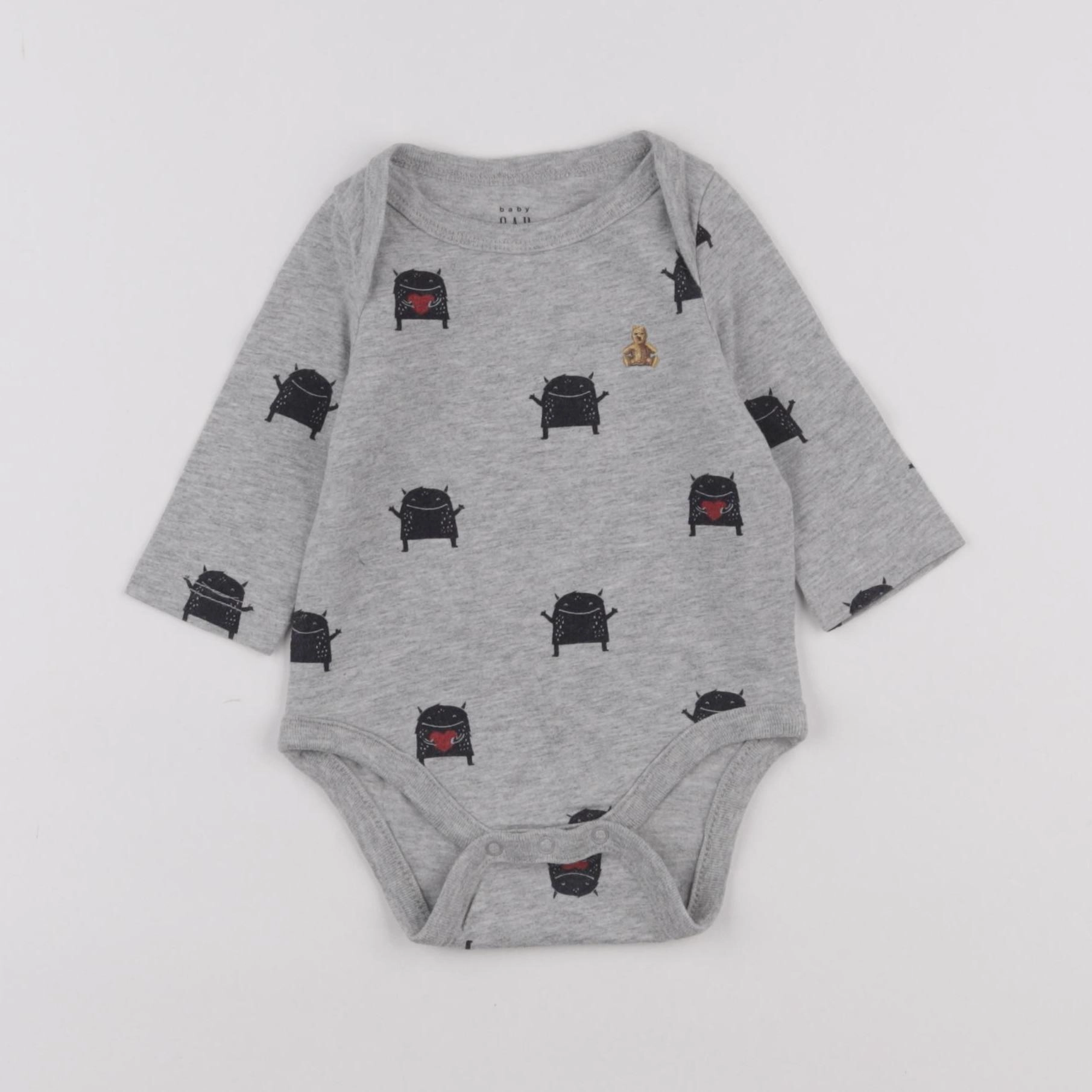GAP - body gris - 0/3 mois