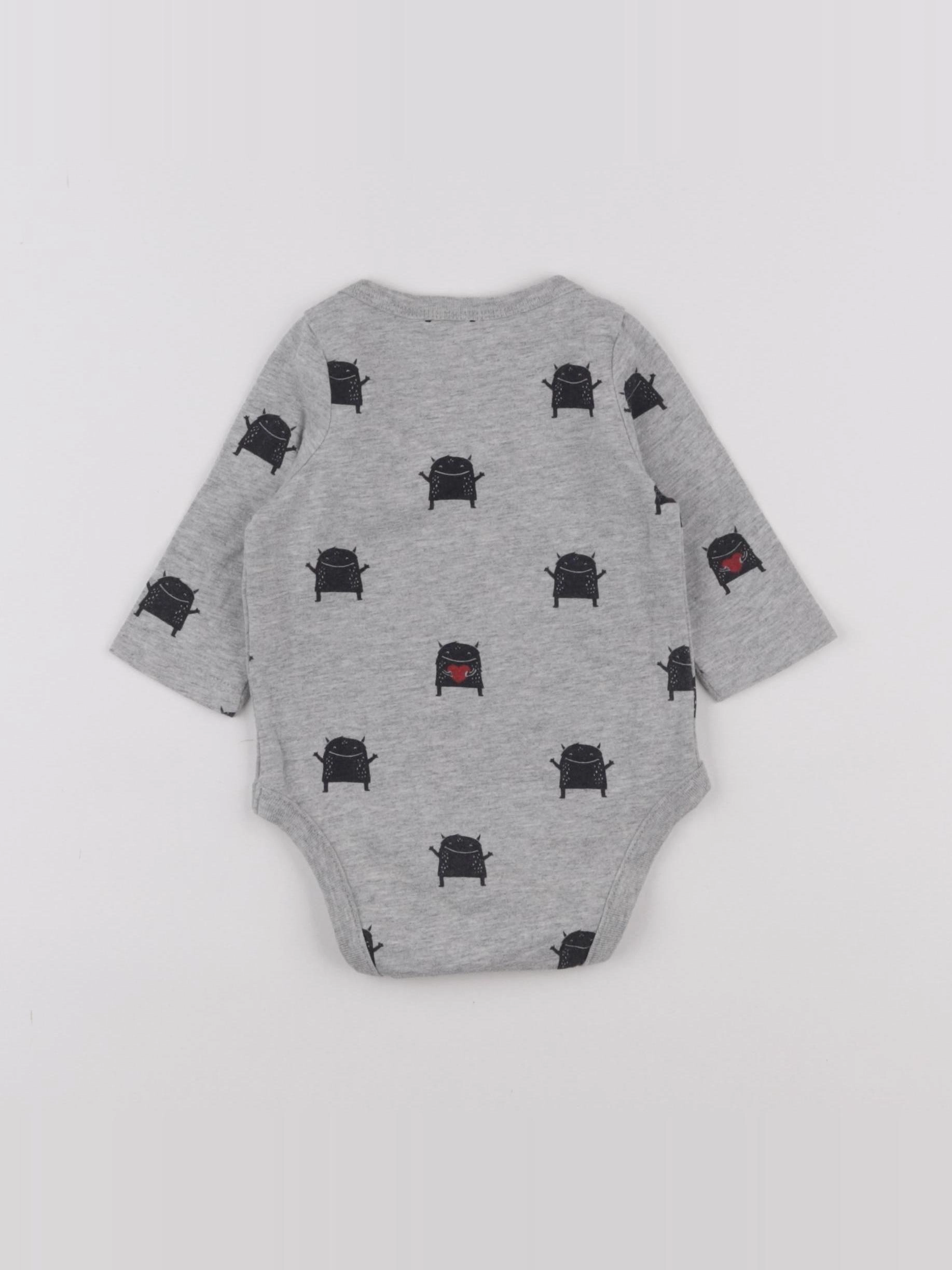 GAP - body gris - 0/3 mois