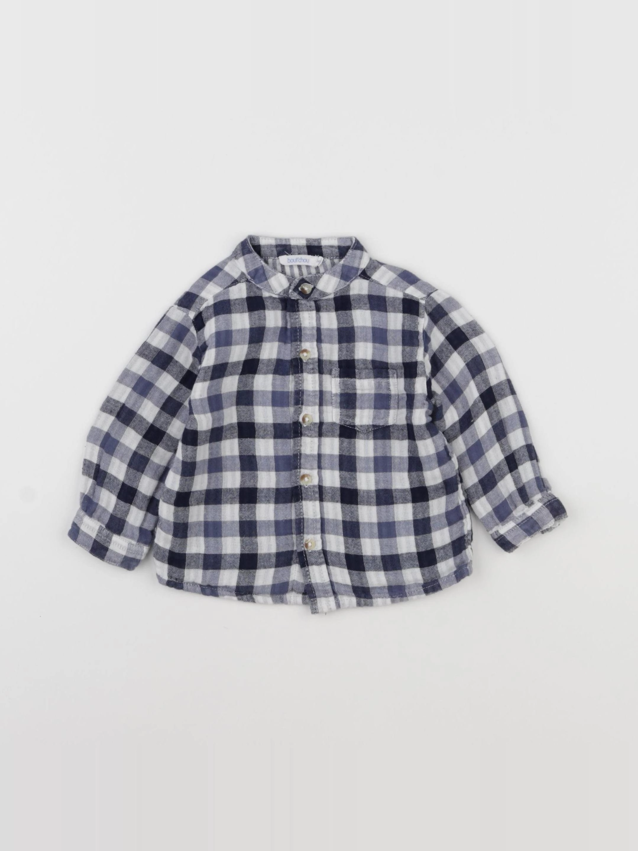 Boutchou - chemise blanc, bleu - 6 mois
