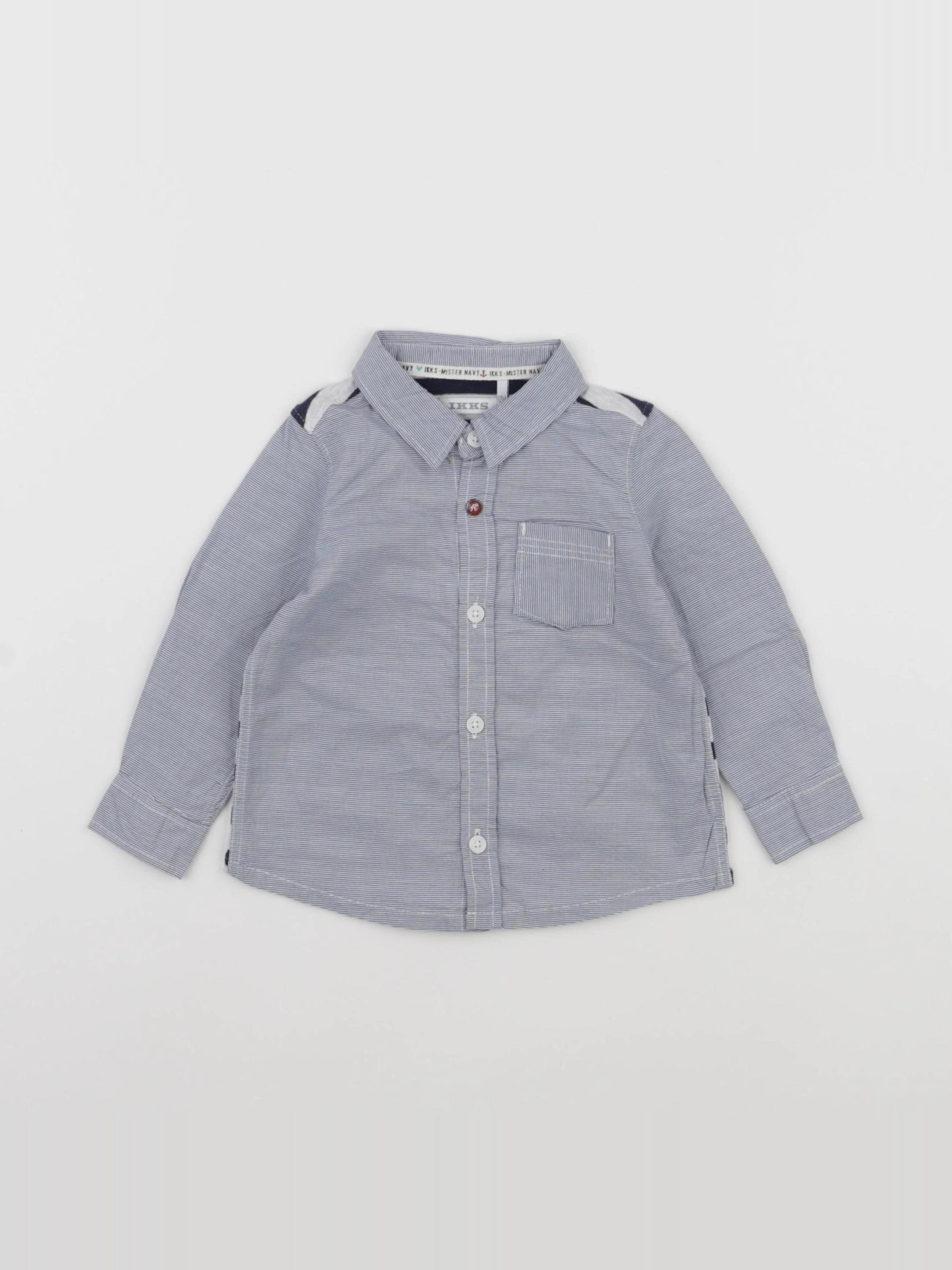 IKKS - chemise imprimé au dos bleu - 12 mois