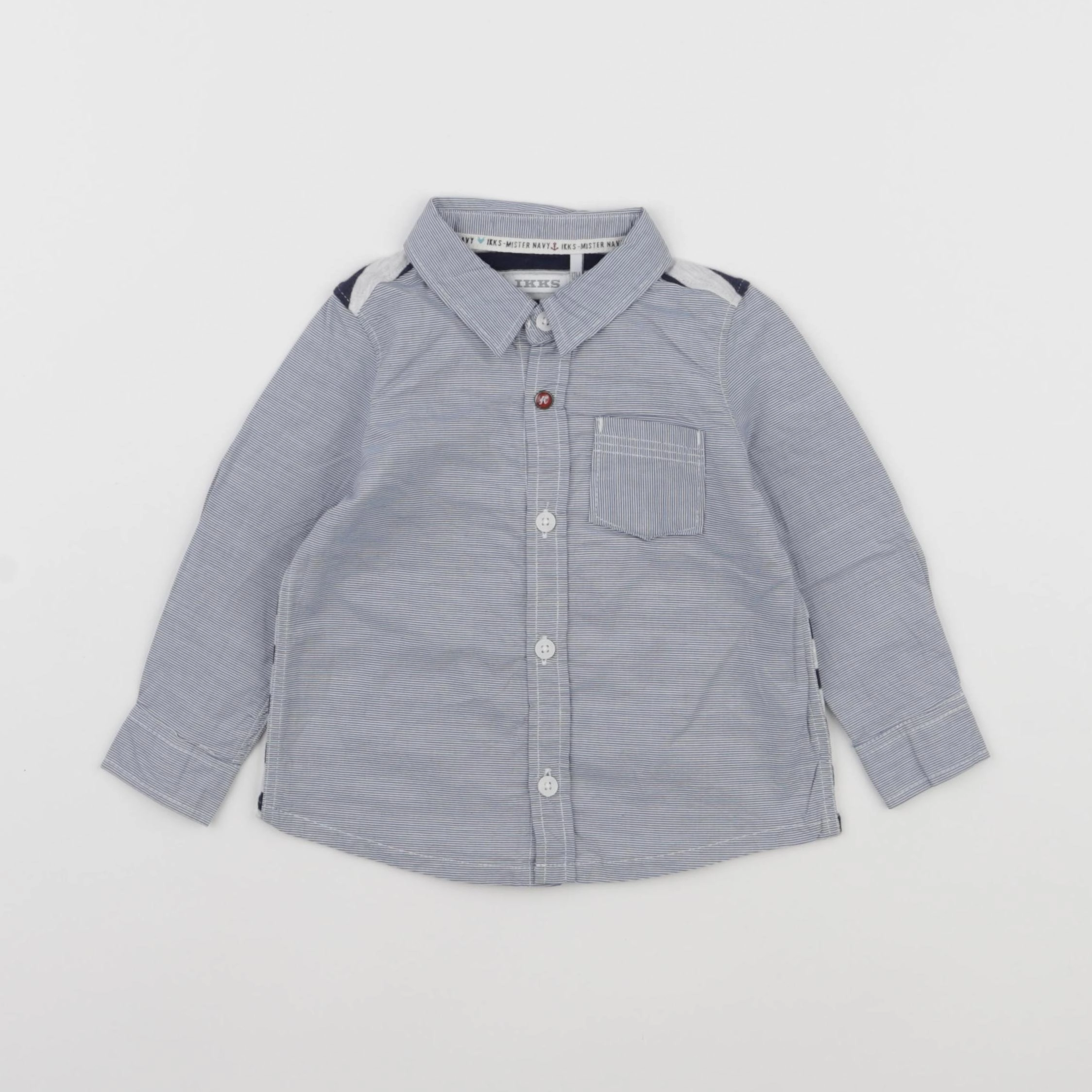 IKKS - chemise imprimé au dos bleu - 12 mois