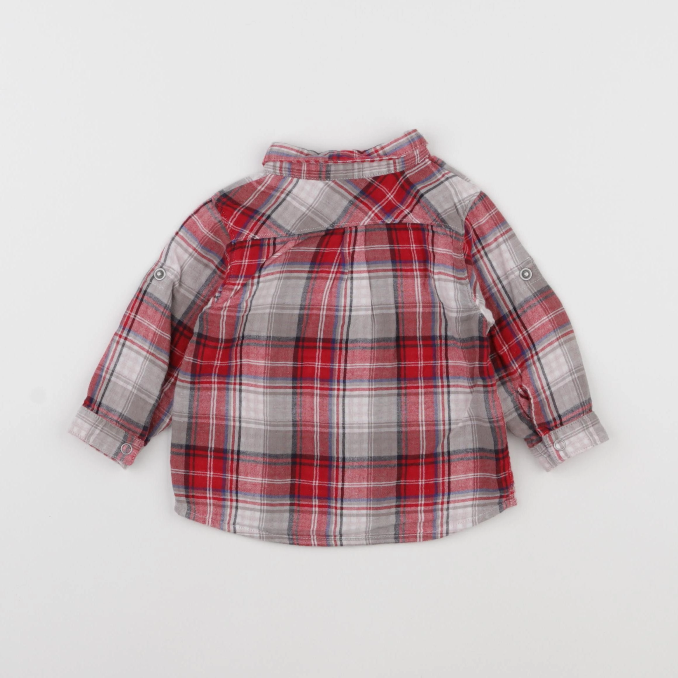 Petit Bateau - chemise blanc, rouge - 12 mois