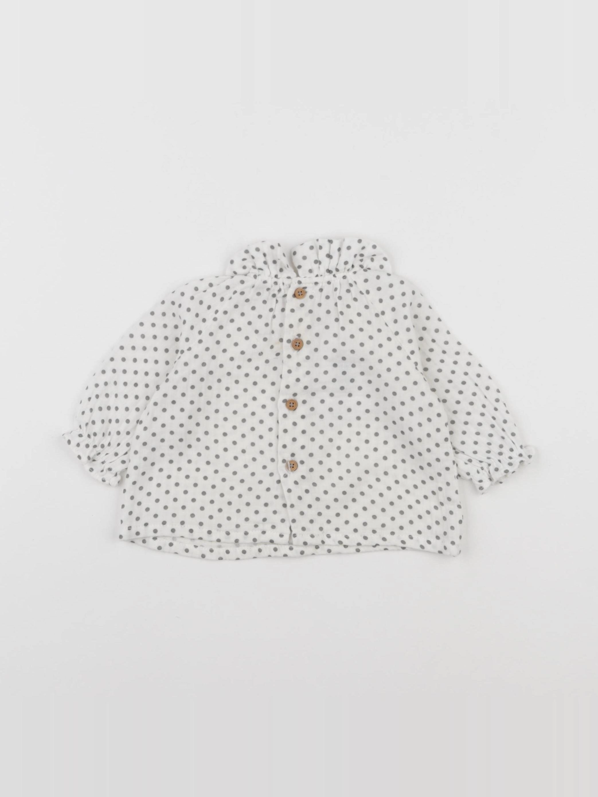 Zara - blouse beige, gris - 1/3 mois