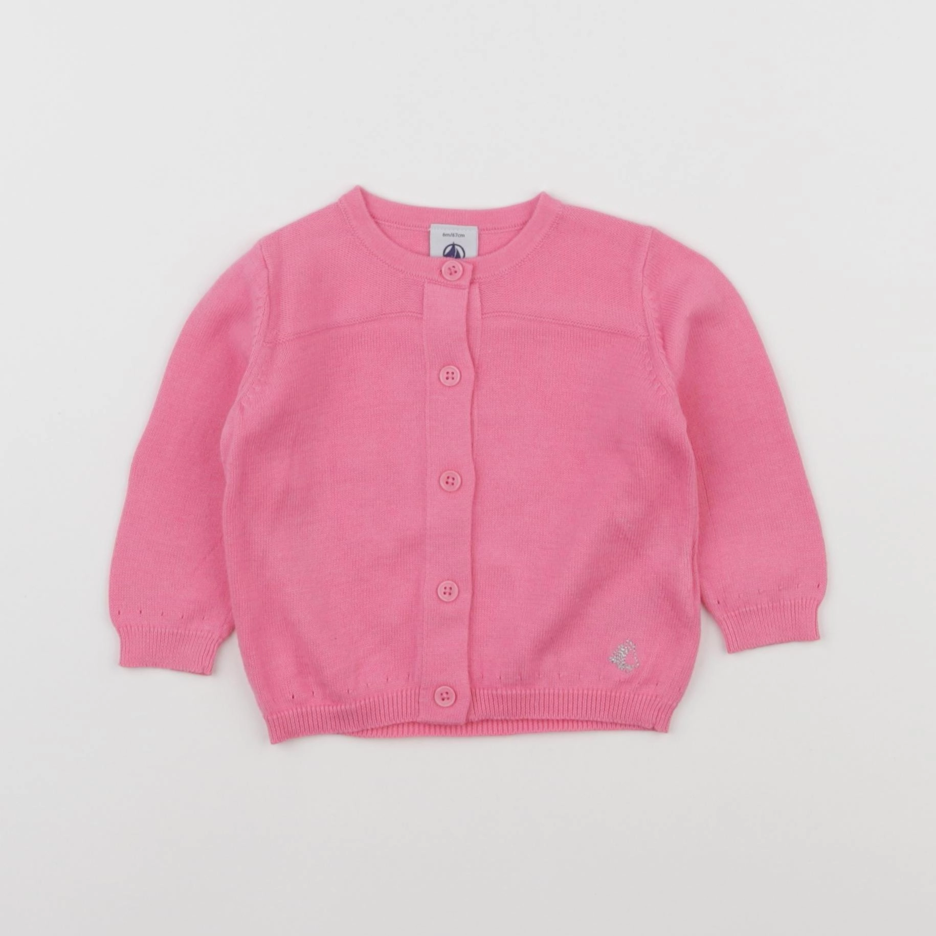 Petit Bateau - gilet rose - 6 mois