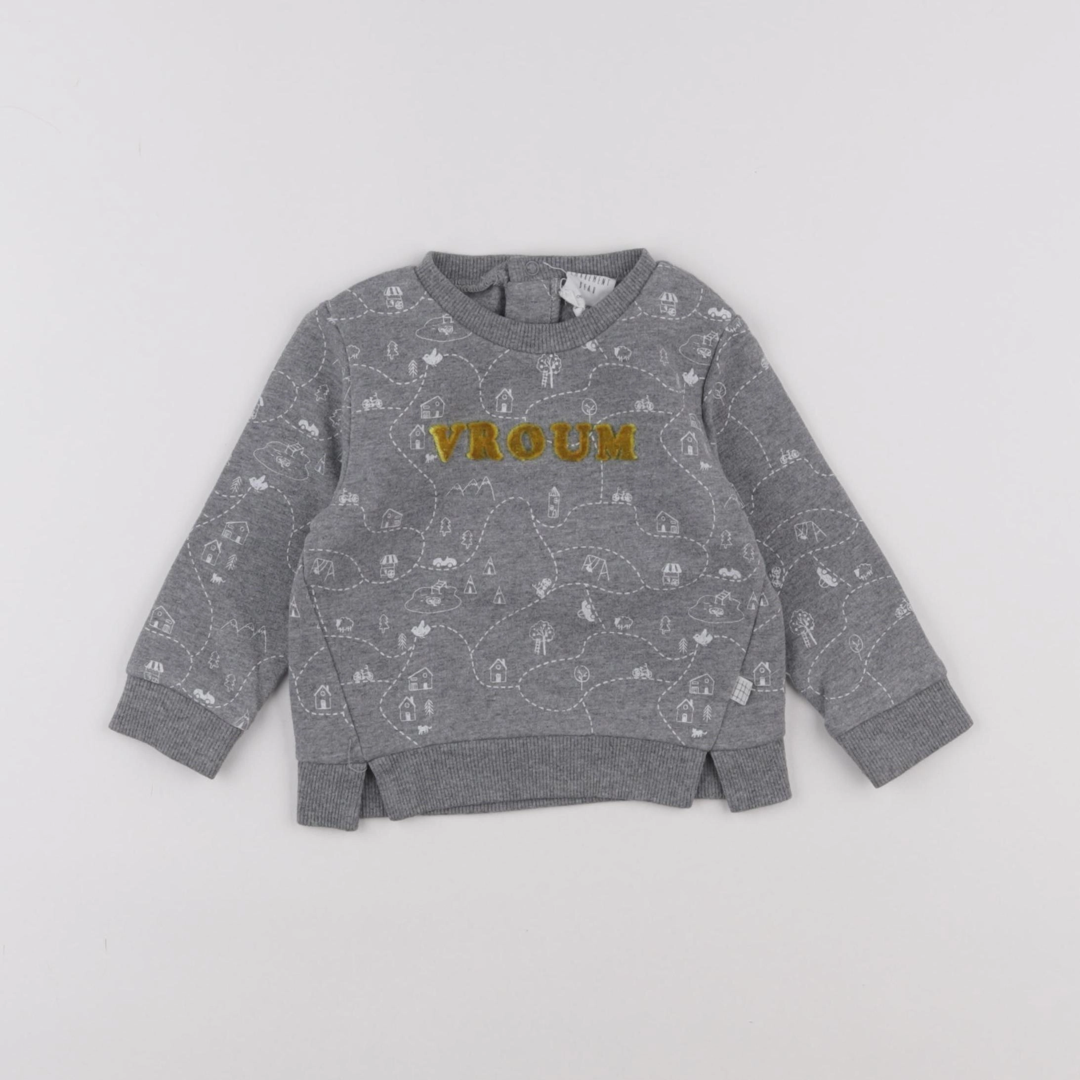Carrément Beau - sweat gris - 12 mois