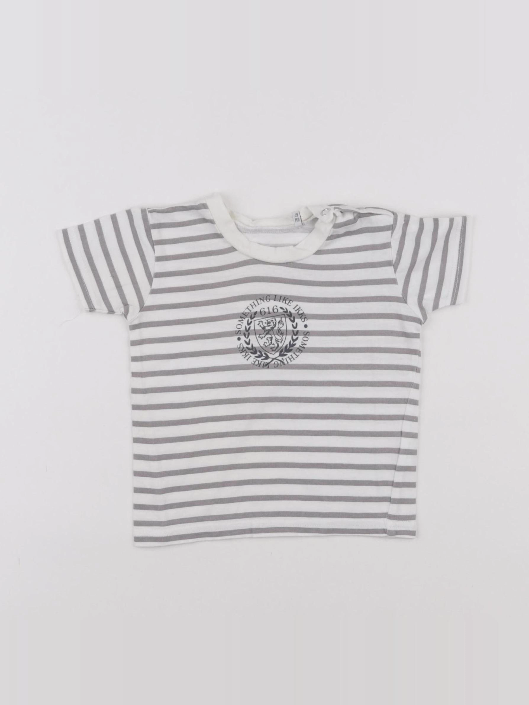 IKKS - tee-shirt blanc, gris - 6 mois