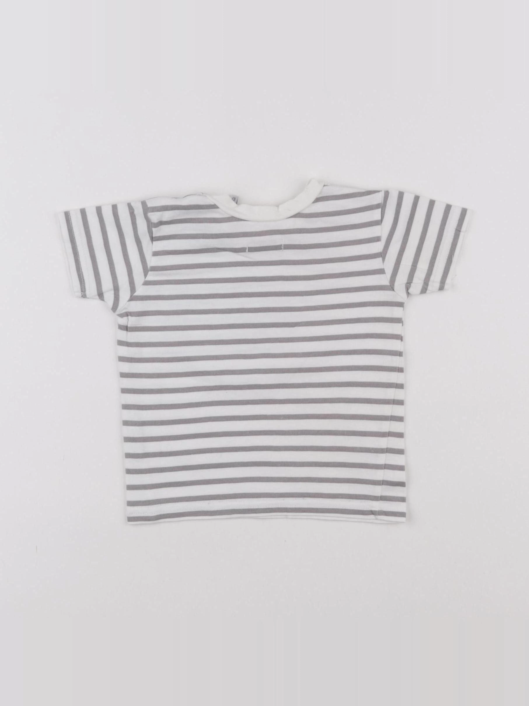 IKKS - tee-shirt blanc, gris - 6 mois
