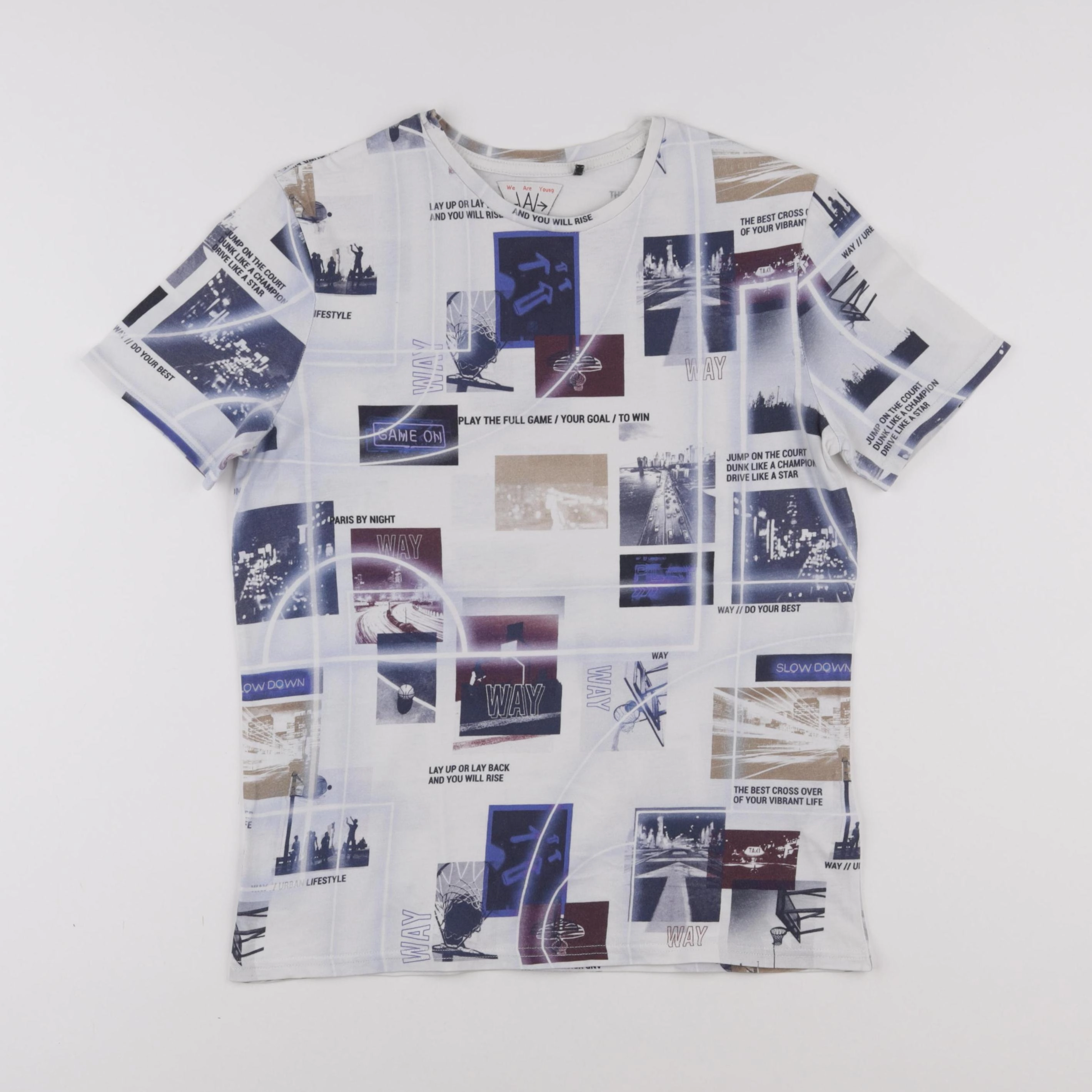 IKKS - tee-shirt blanc, bleu - 14 ans
