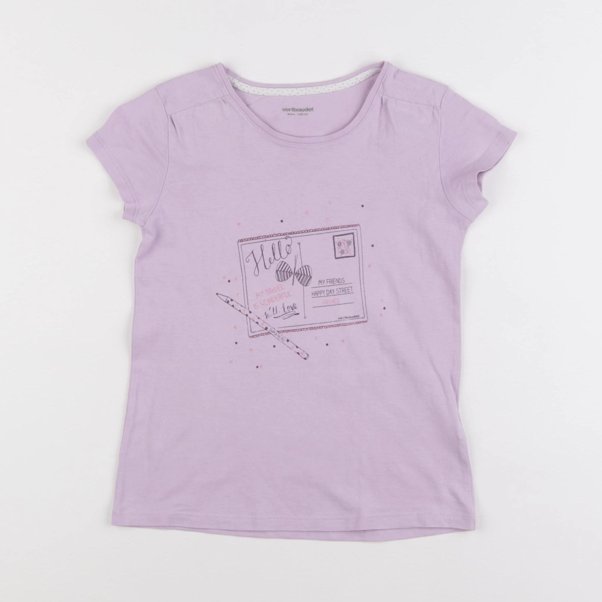 Vertbaudet - tee-shirt violet - 8 ans