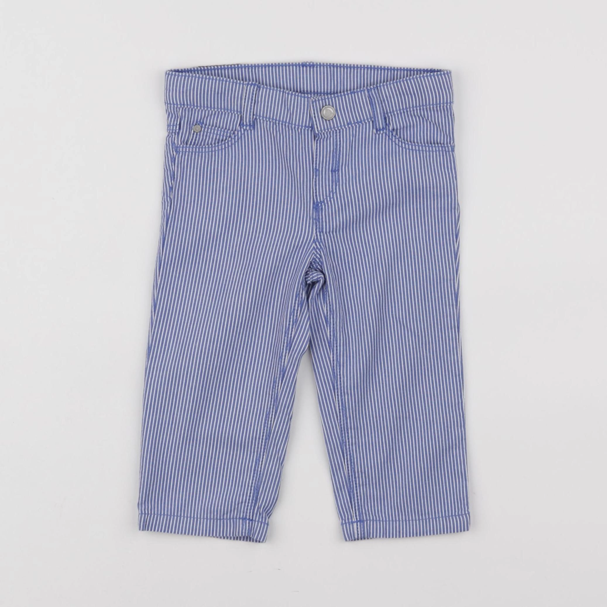 Petit Bateau - pantalon blanc, bleu - 12 mois