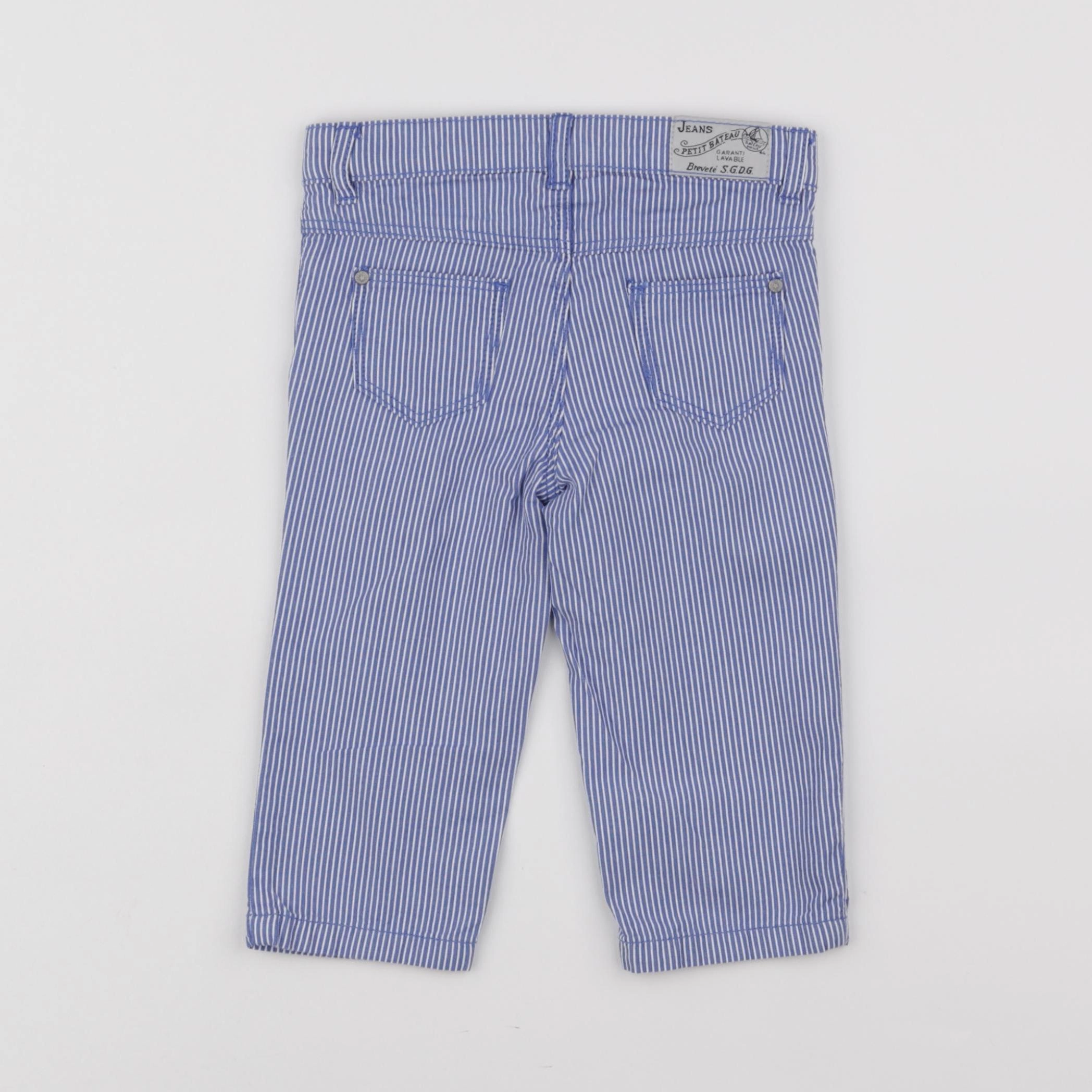 Petit Bateau - pantalon blanc, bleu - 12 mois
