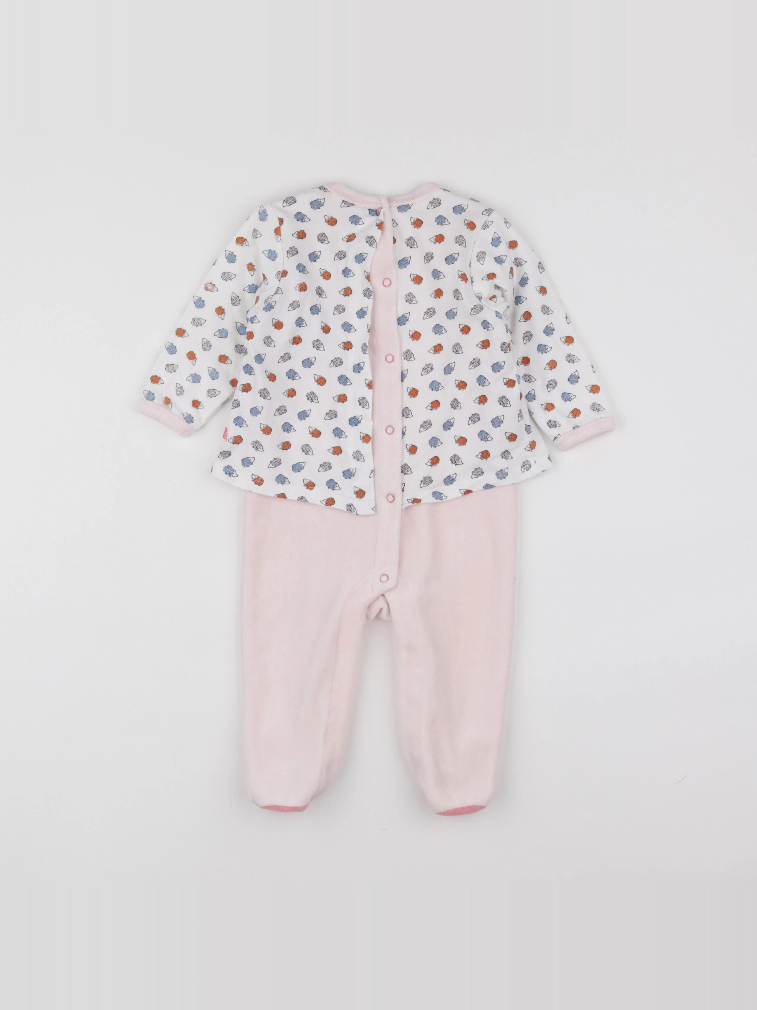 Cadet Rousselle - pyjama velours rose, blanc - 12 mois