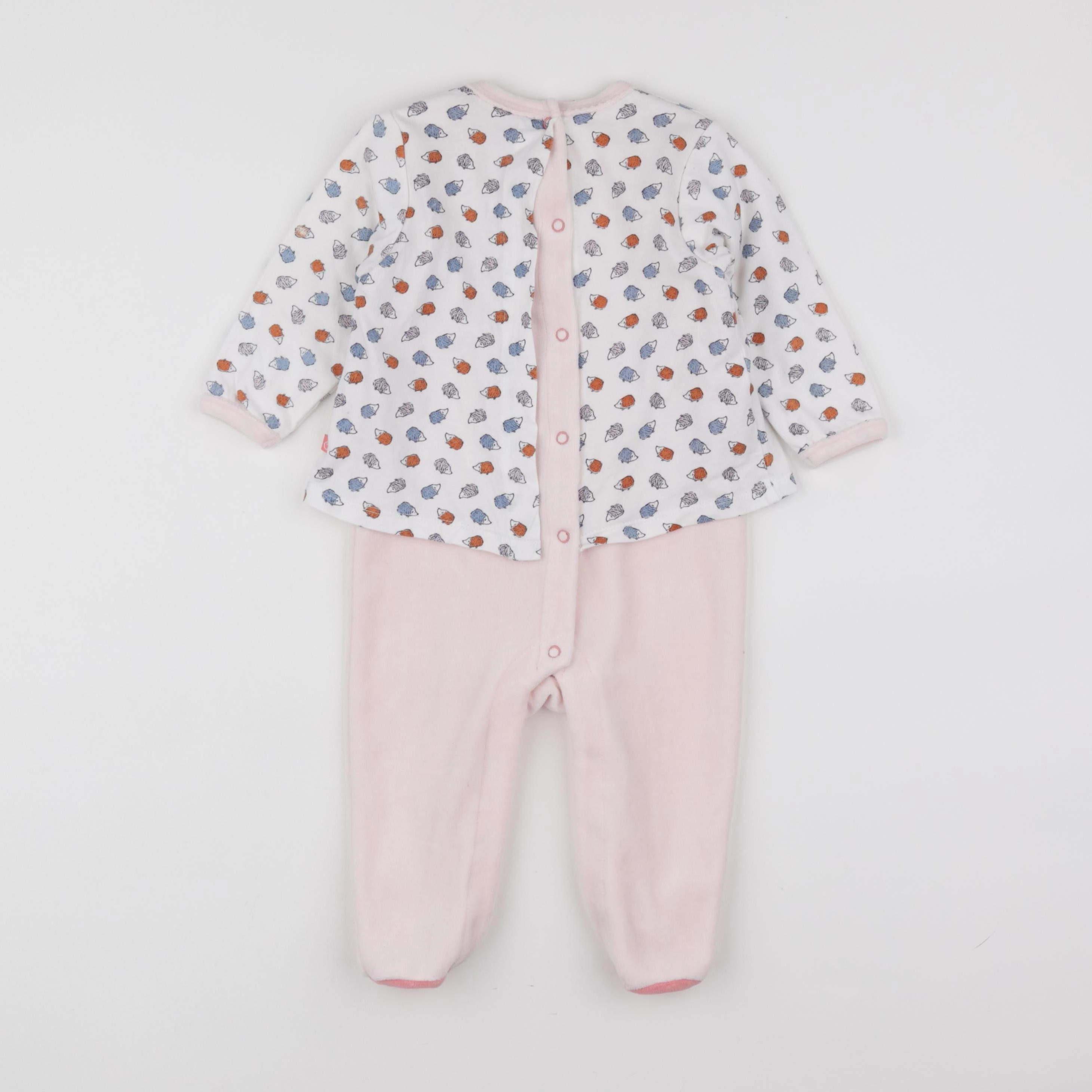 Cadet Rousselle - pyjama velours rose, blanc - 12 mois