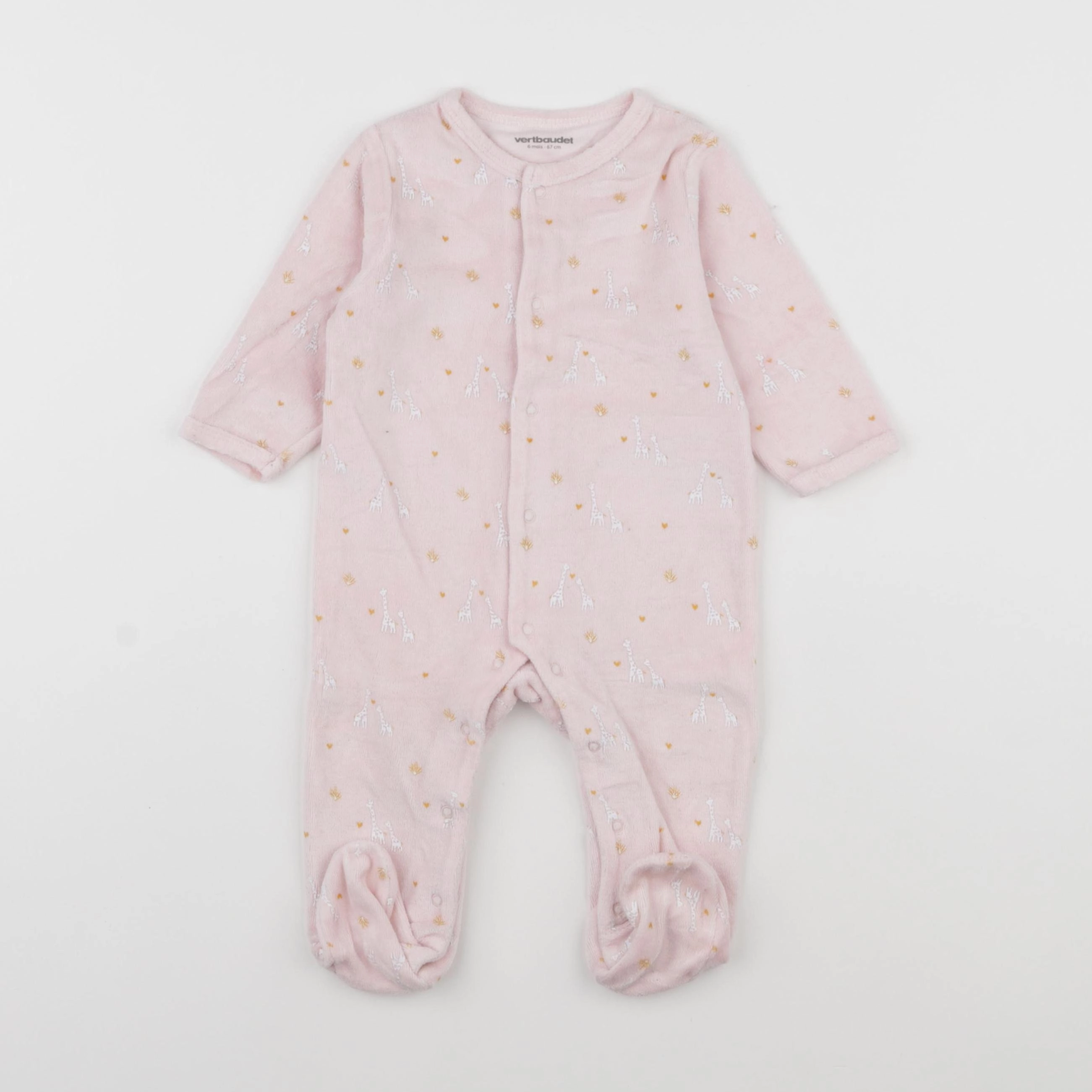 Vertbaudet - pyjama velours rose - 6 mois