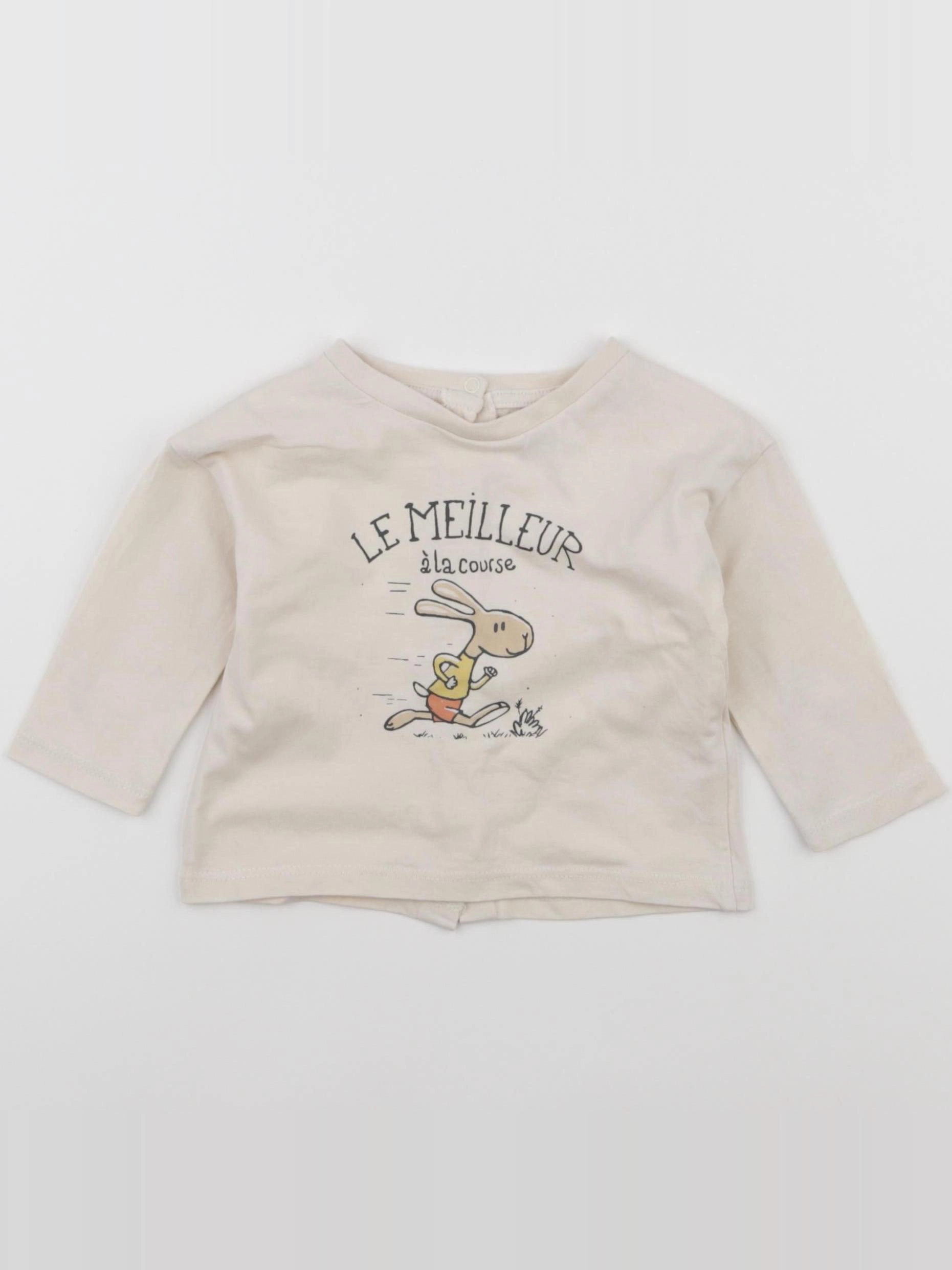 Vertbaudet - tee-shirt beige - 6 mois