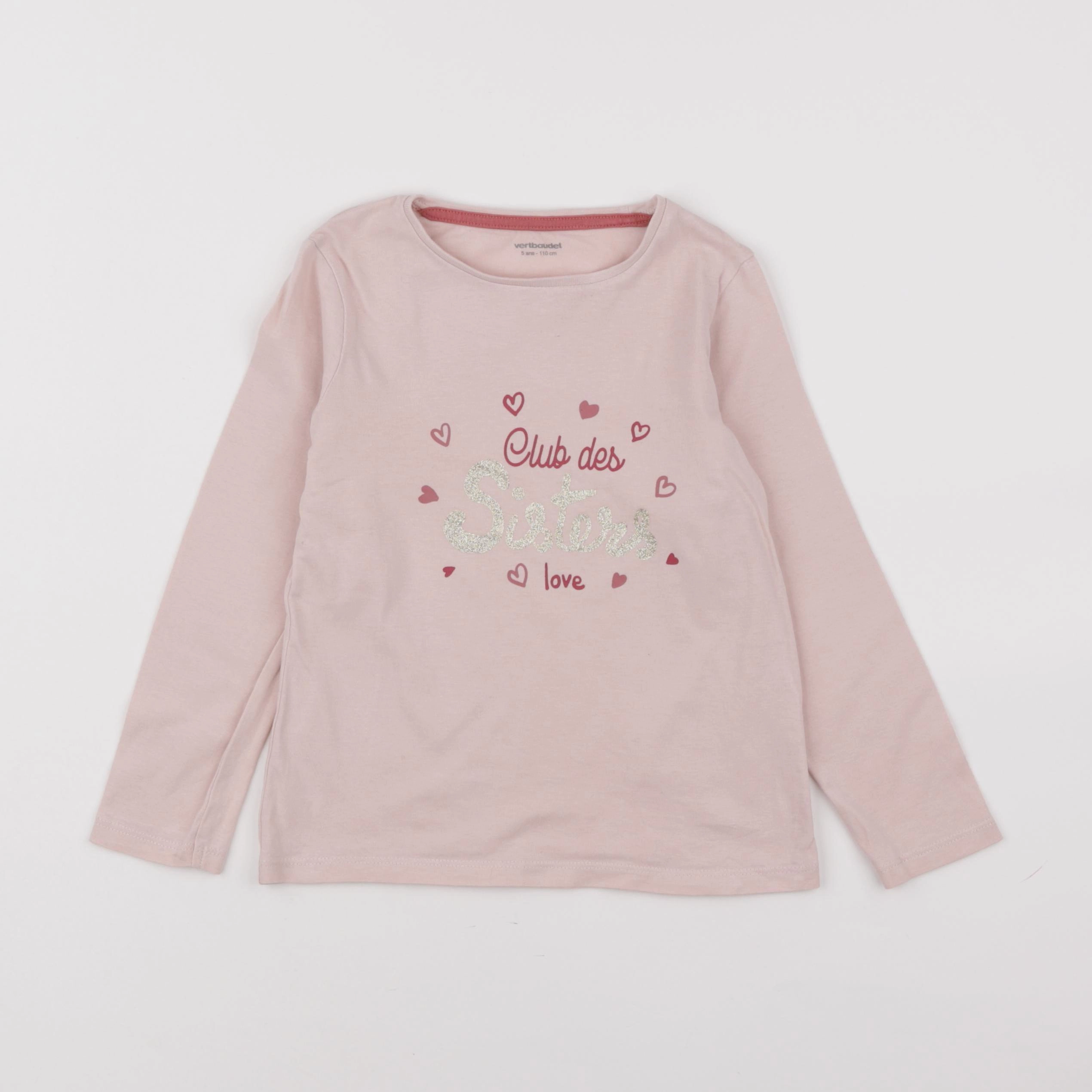 Vertbaudet - tee-shirt rose - 5 ans