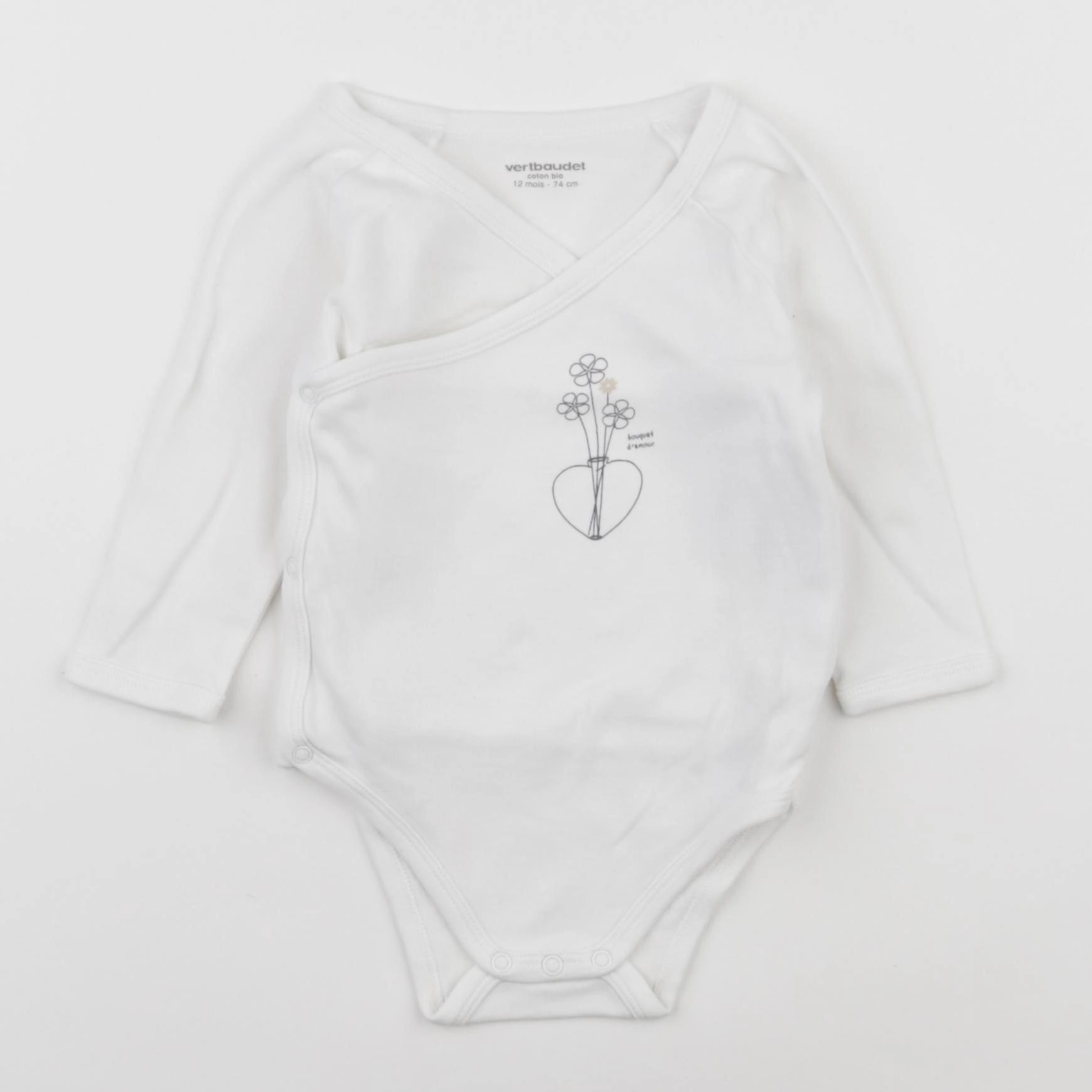 Vertbaudet - body blanc - 12 mois