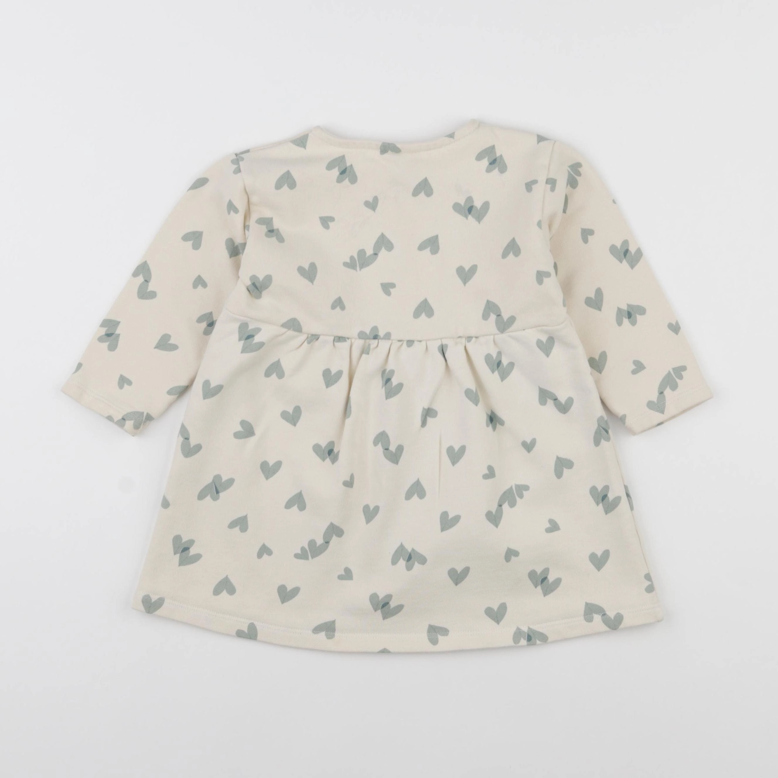 Petit Bateau - robe beige, vert - 2 ans