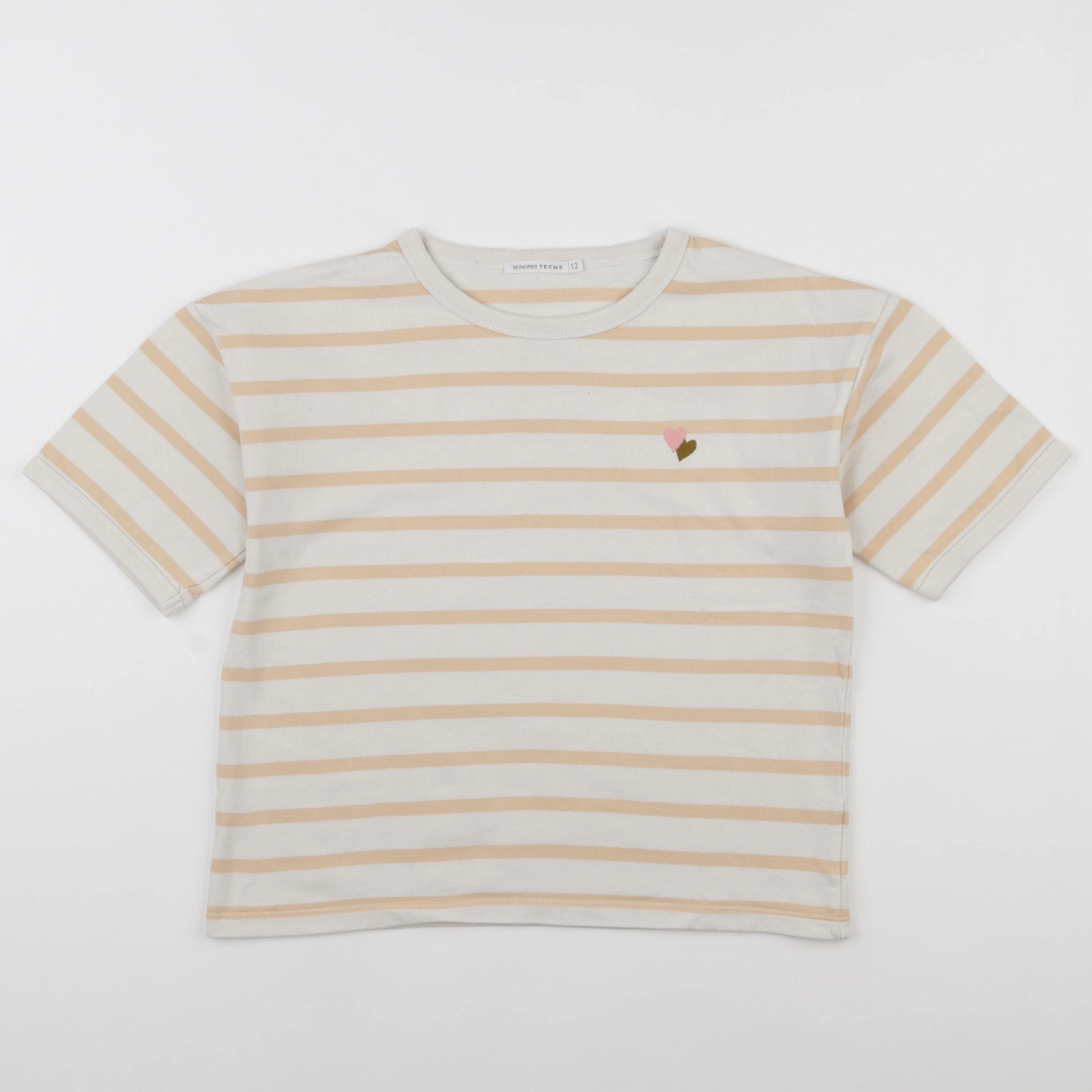 Monoprix - tee-shirt blanc, orange - 12 ans