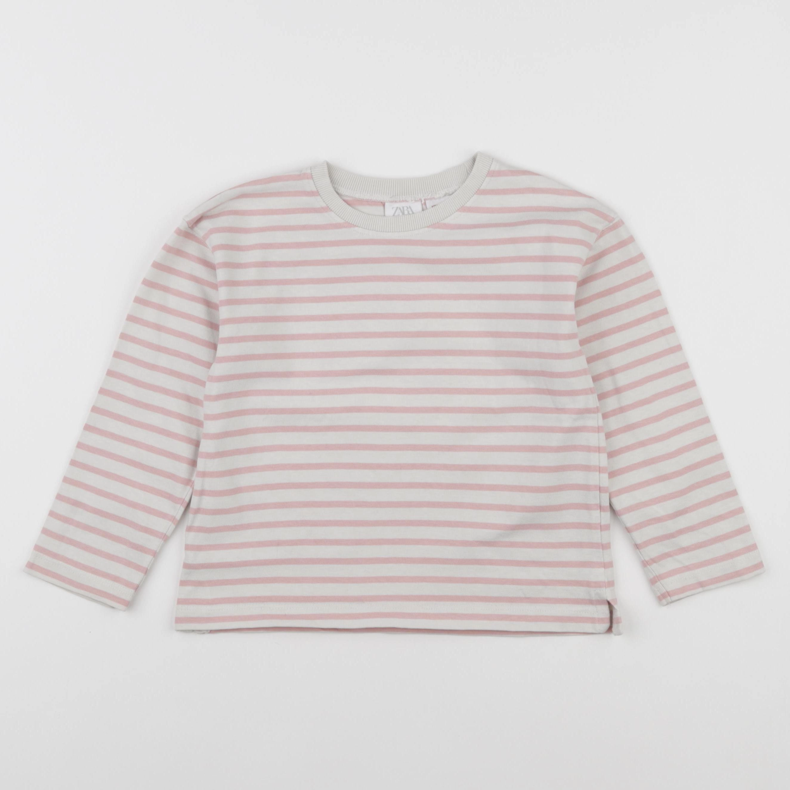 Zara - tee-shirt blanc, rose - 5/6 ans