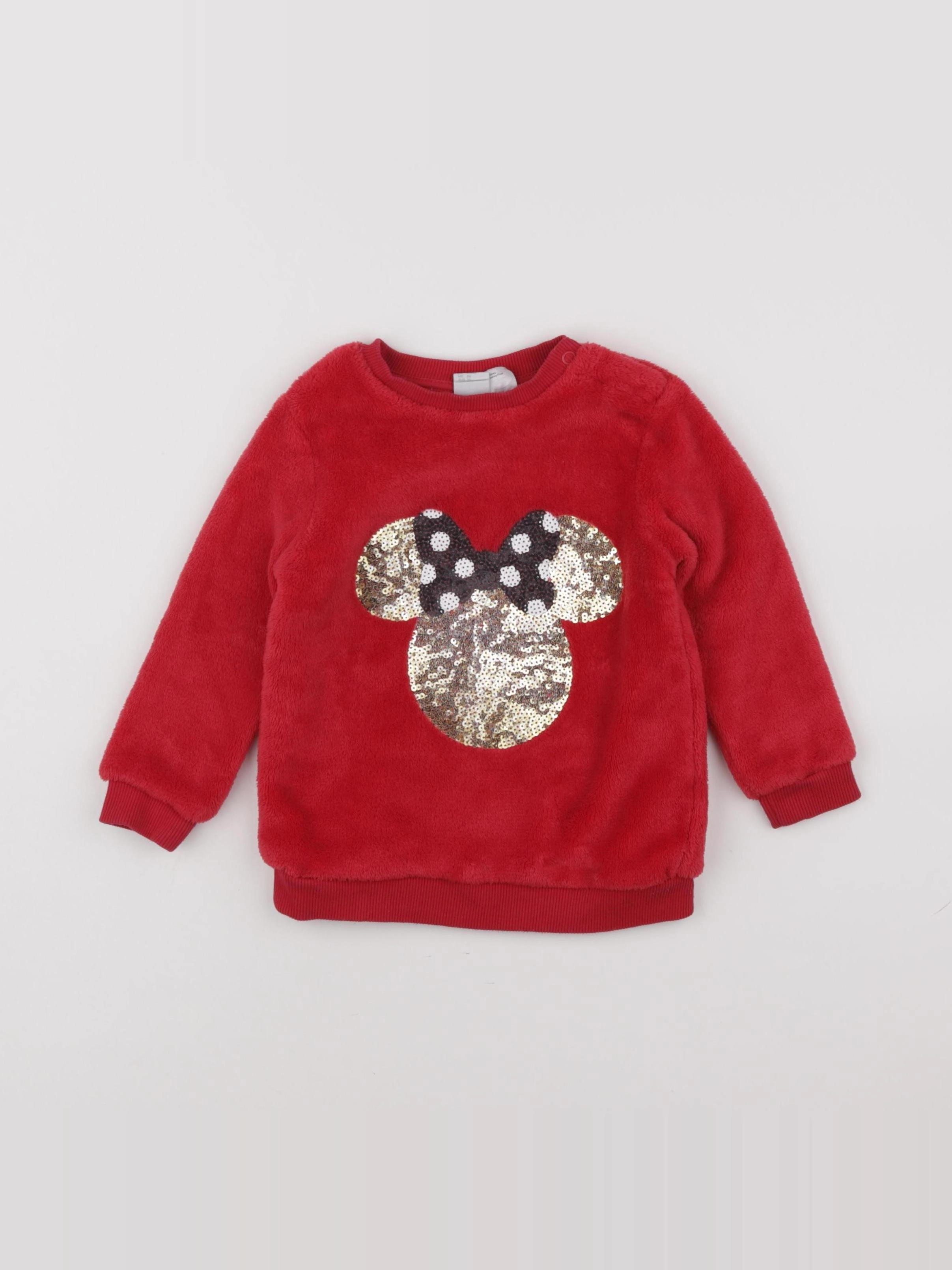 H&M - pull rouge, or - 12/18 mois