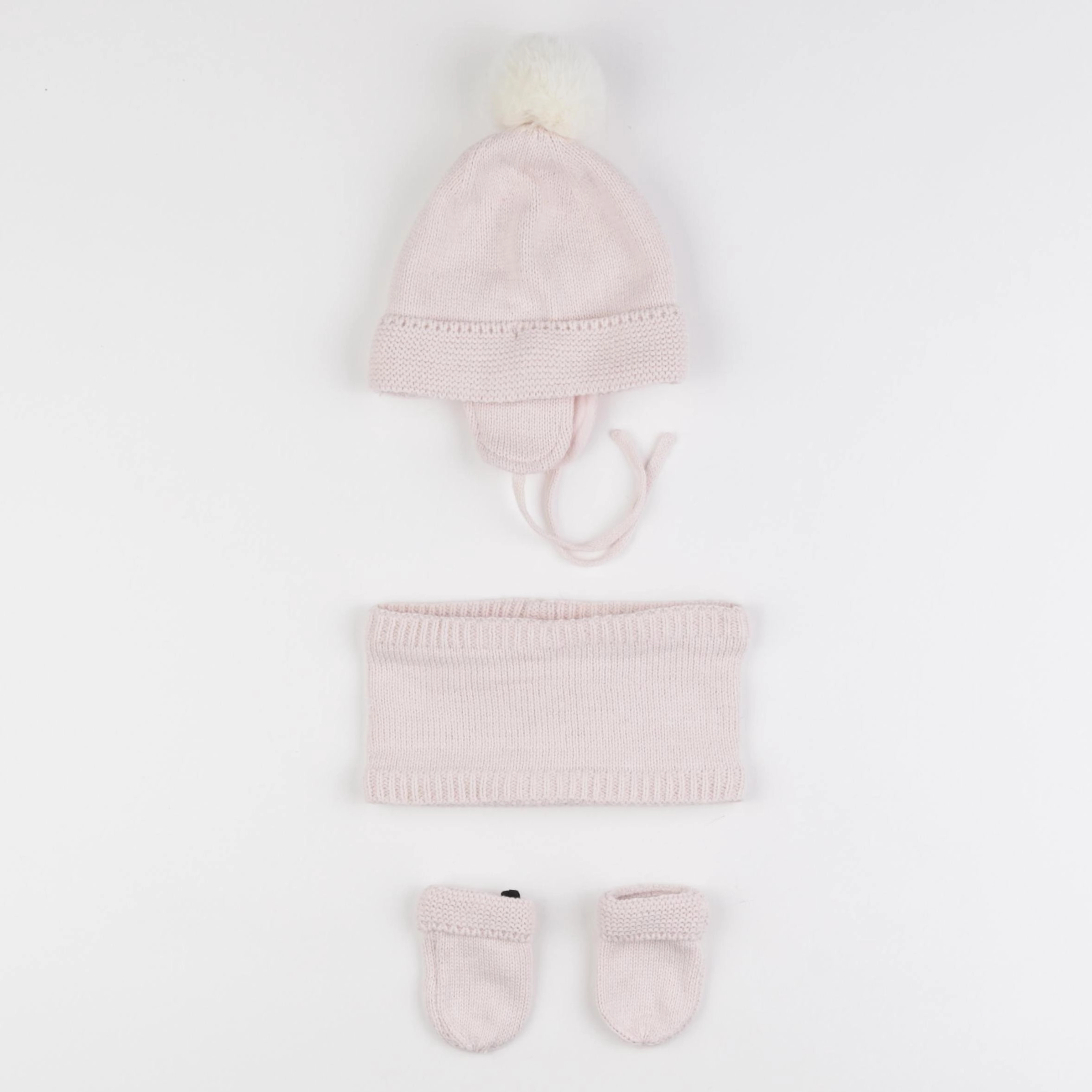 Vertbaudet - ensemble bonnet/moufles/tour de cou rose - 3/6 mois