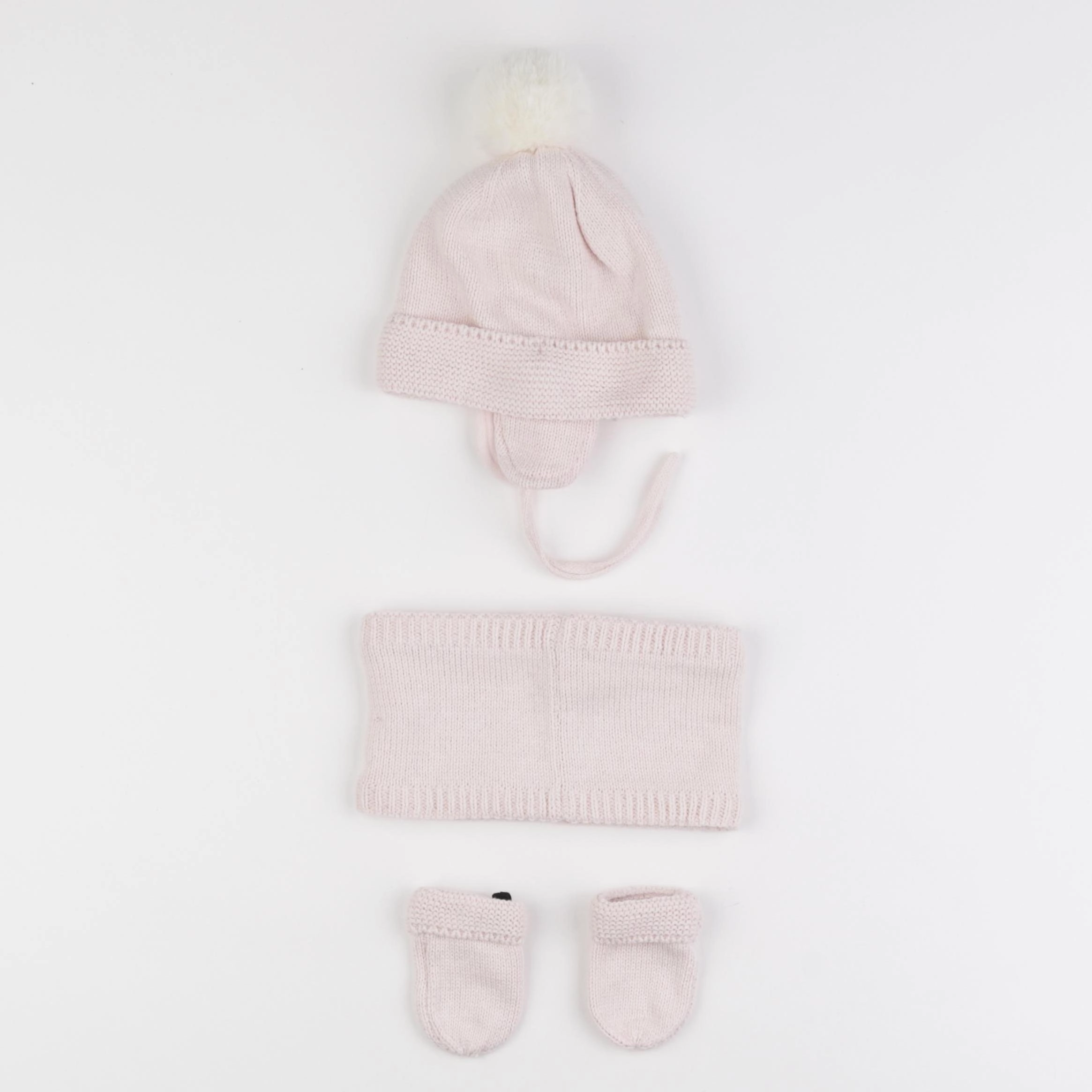 Vertbaudet - ensemble bonnet/moufles/tour de cou rose - 3/6 mois