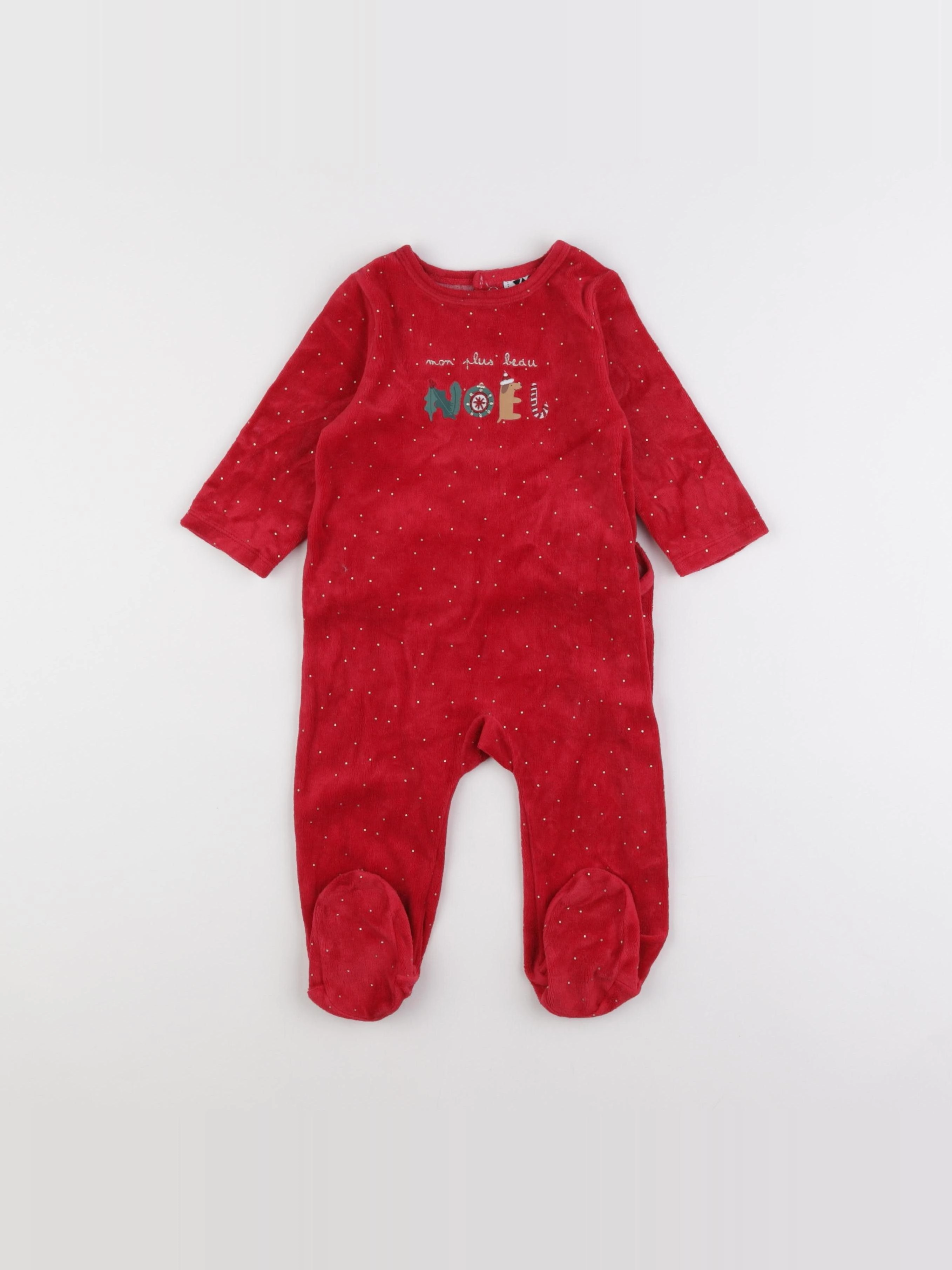 Tape à l'oeil - pyjama velours rouge, or - 12 mois