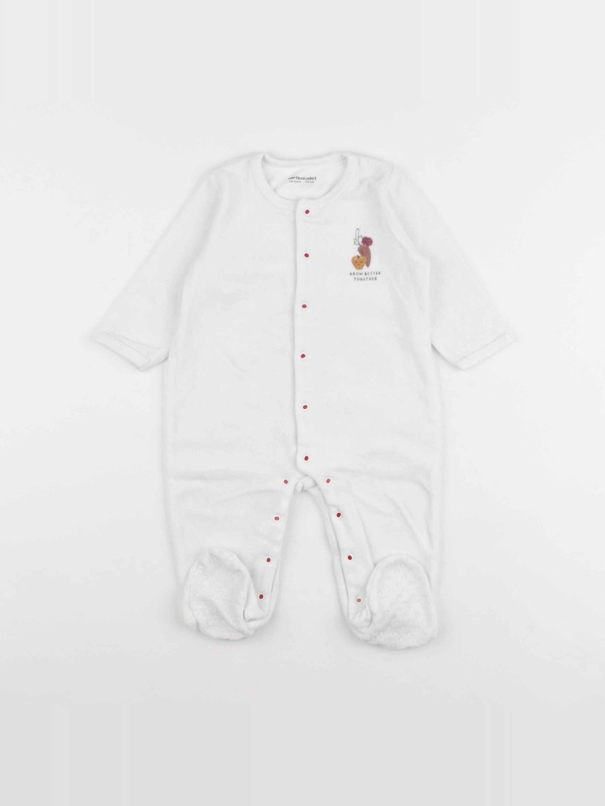 Vertbaudet - pyjama velours blanc - 12 mois