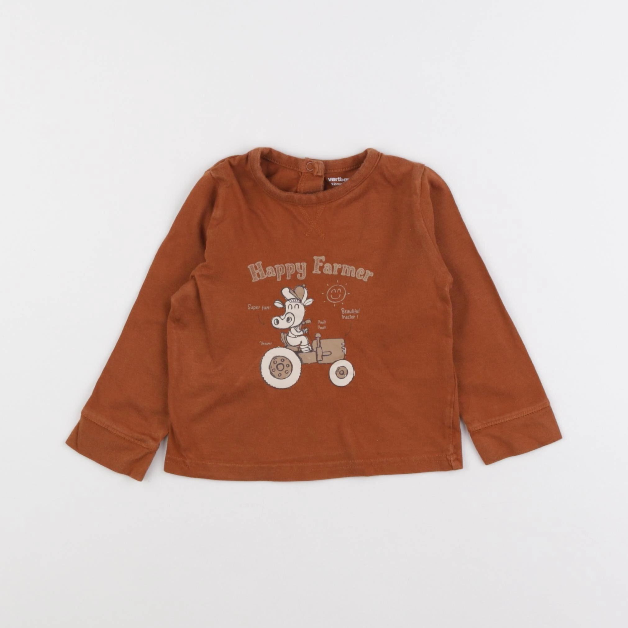 Vertbaudet - tee-shirt marron - 12 mois