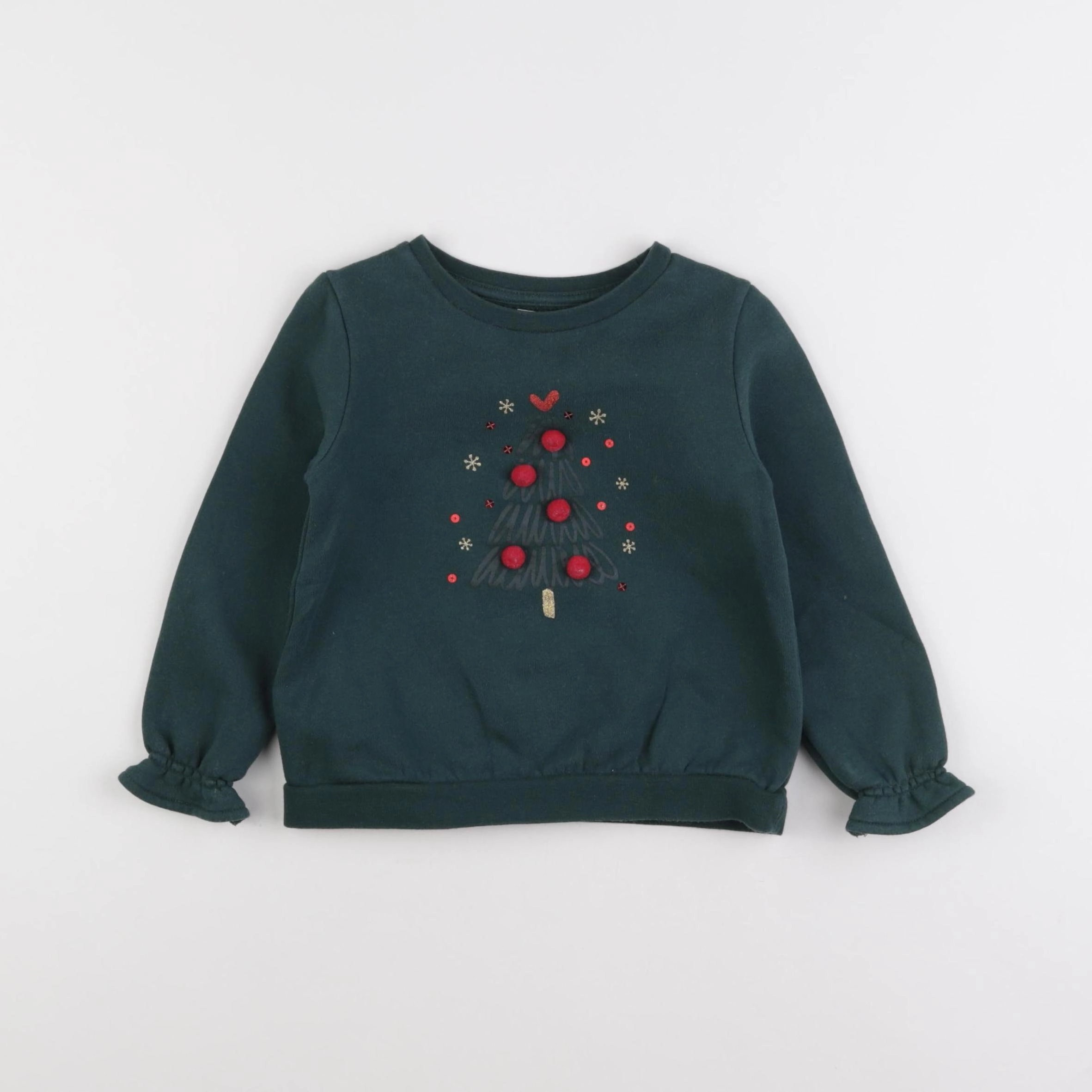 Vertbaudet - sweat vert - 3 ans