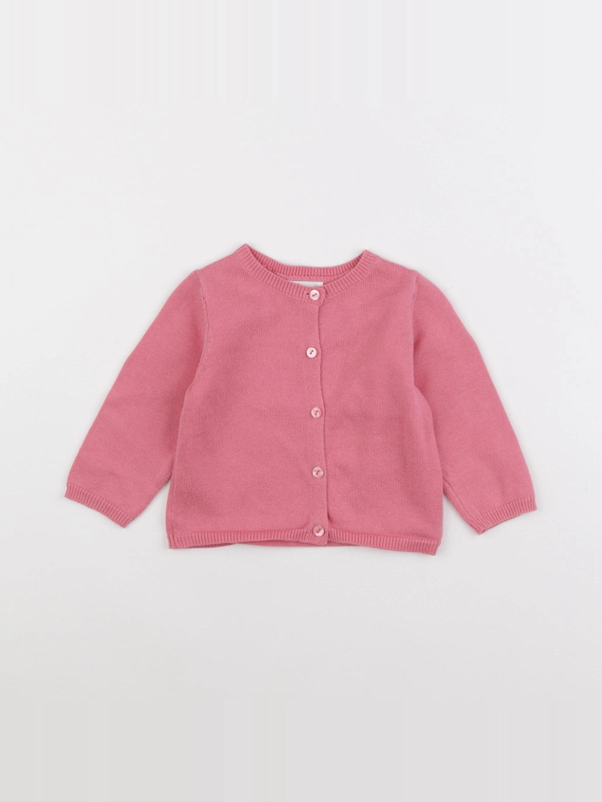 Little Cigogne - gilet rose - 12 mois