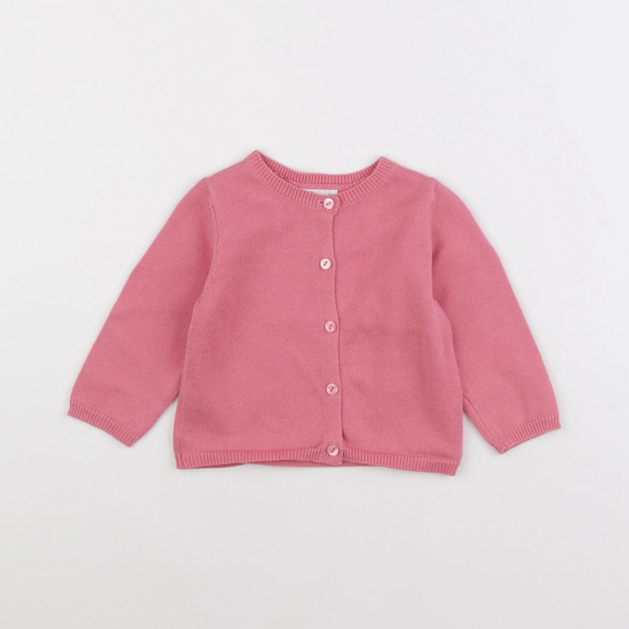 Little Cigogne - gilet rose - 12 mois