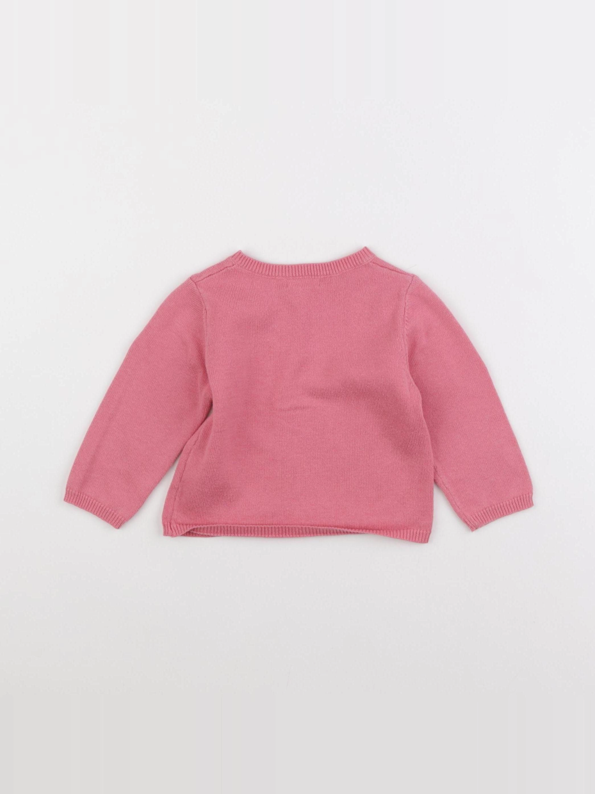 Little Cigogne - gilet rose - 12 mois